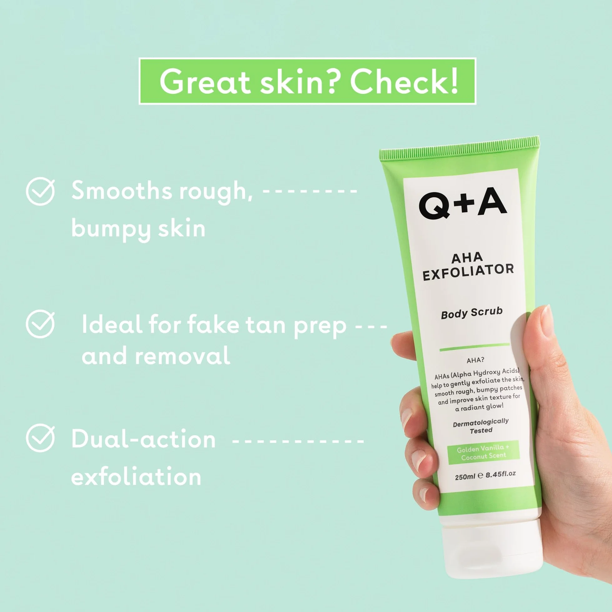 Q+A Exfoliante Corporal AHA 250 ml Ácido Láctico Glicólico