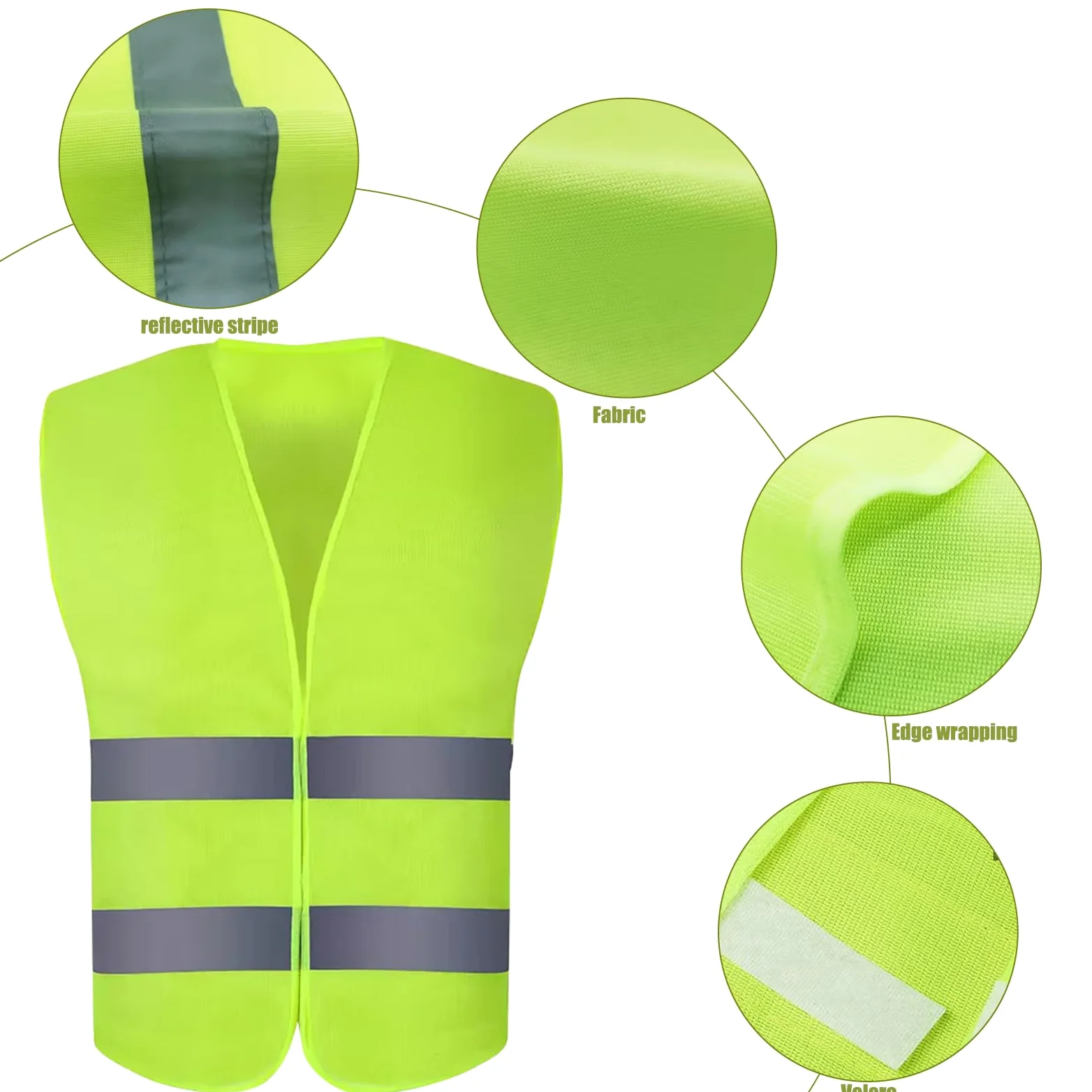 GEERDAN 10 Piezas Chaleco Reflectante, Chaleco Reflectante Homologado, Amarillo Chaleco de Seguridad de Alta Visibilida, Chaleco Trabajo Unisex para Correr Moto Bicicleta Conductor Limpiadores