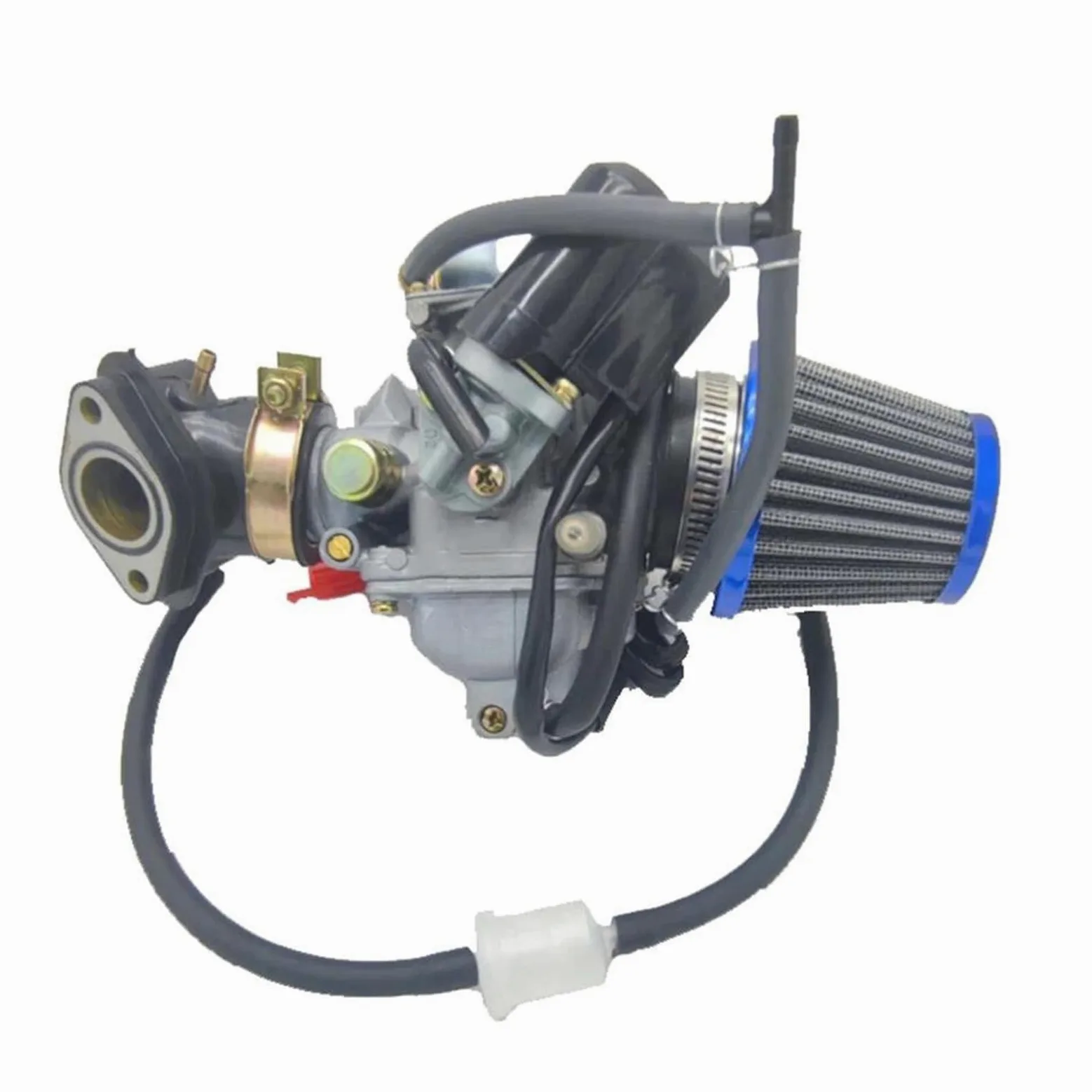 Carburador Del Motor PD24J Para ATV Go Kart Scooter 125cc PD24J Piezas Motocicleta Carburador 24 MM Para GY6 Con Colector Admisión 125cc 150cc Carb Carburetor (Size : SET)