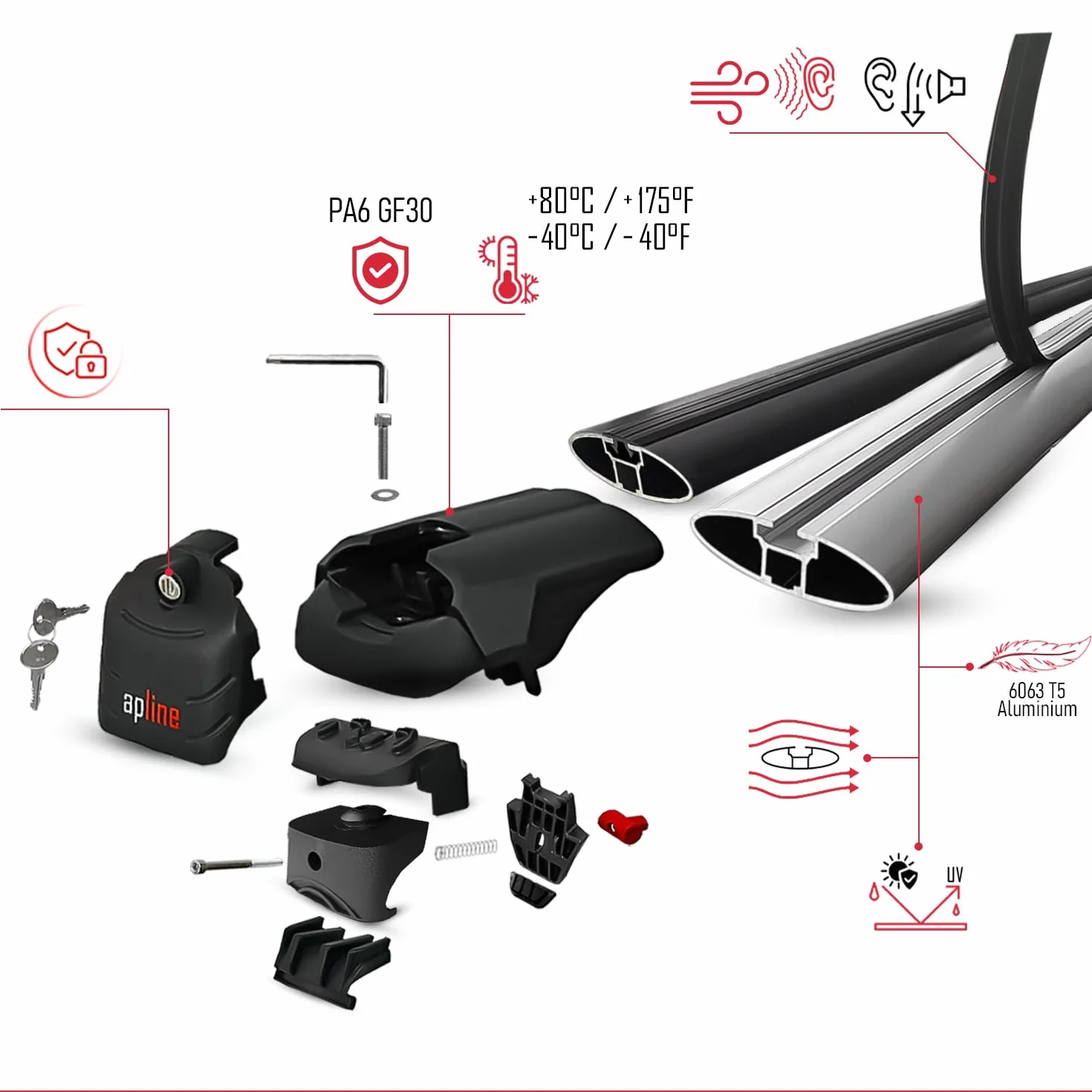 Compatible con Opel Grandland X 2017-2024 Modelo Ace-2 Barra de Techo Auto Portaequipajes Barras Transversales Negro Aluminio 2 Barras