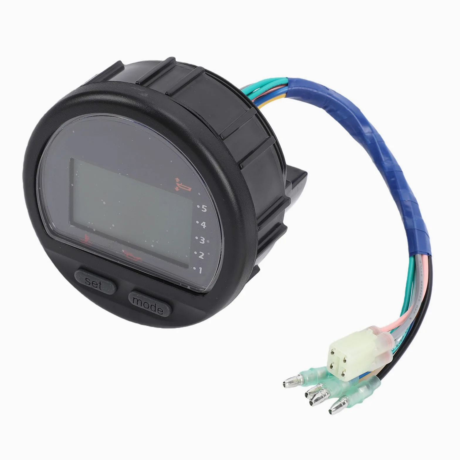 Akozon Tacómetro Digital Externo Multifunción, Pantalla LCD con Velocidad de RPM y Seguimiento de Horas, Incluye Soporte de Montaje y Arnés de Cableado