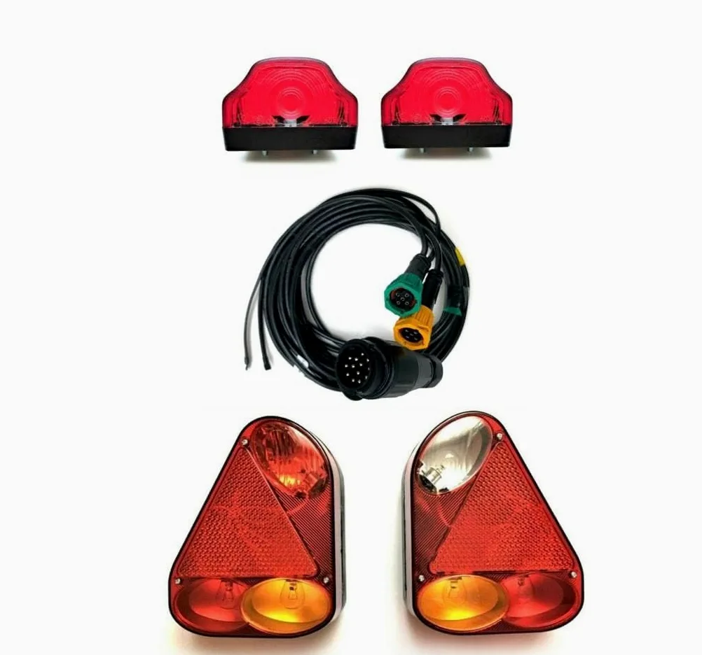 Kit Luces Traseras LED Remolque 13 Polos Luz Matrícula E9 Bayoneta Caravana Camión 12V 24V Stop Intermitente Antiniebla Marcha Atrás Cable Incluido