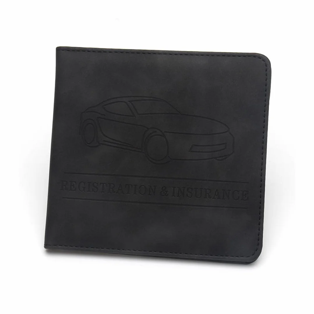 Porta Documentos para Coche – 1 unidad, Funda Compacta de cuero sintético para Registro del Vehículo, Ideal como Porta Documentos de Coche (Negro)