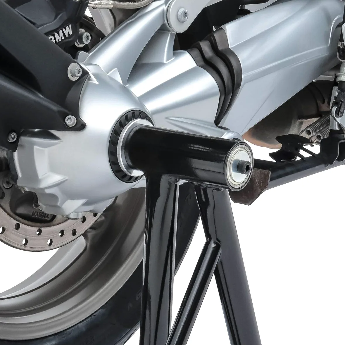 Caballete Trasero Compatible para BMW R 1200 GS 04-12 Black, ConStands Single por Basculante Monobrazo, adaptadore Incl.