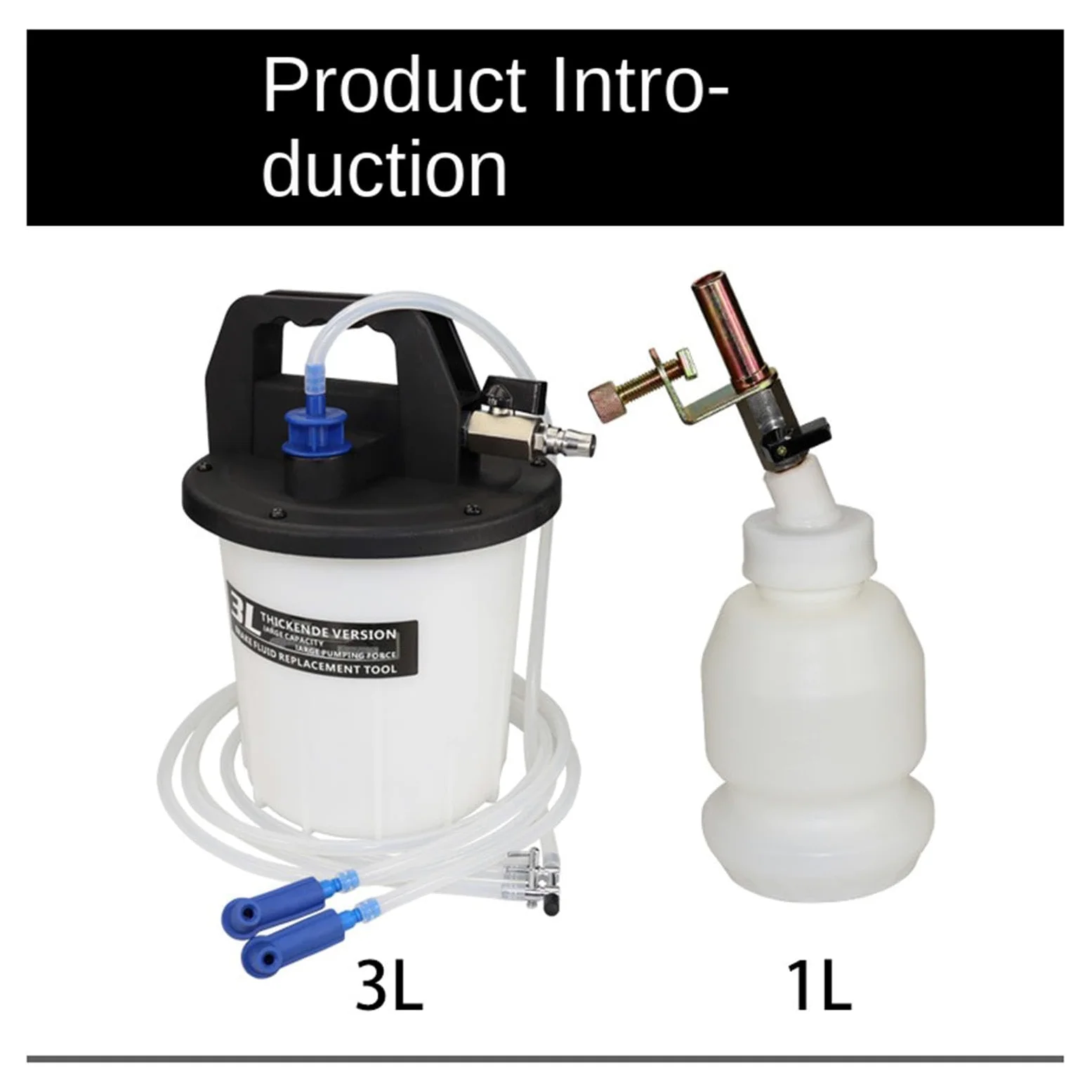 Purgador de frenos 3L Depósito Gran Capacidad de Ajuste Apretado | Kit Extractor Fluido Frenos para Reparación Vehículo Para Mecánicos de Coche, Mantenimiento y Garaje