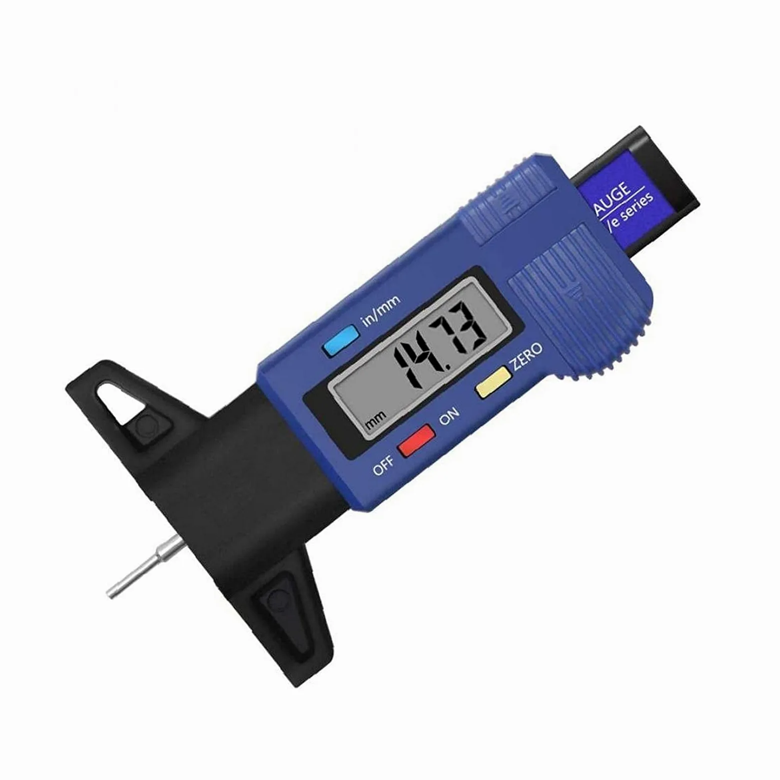 Medidor Digital de Profundidad de neumáticos Probador de Profundidad de Banda de Rodadura de neumáticos de 0-25,4 mm con Pantalla LCD Herramienta de medición de Calibre de Espesor Azul