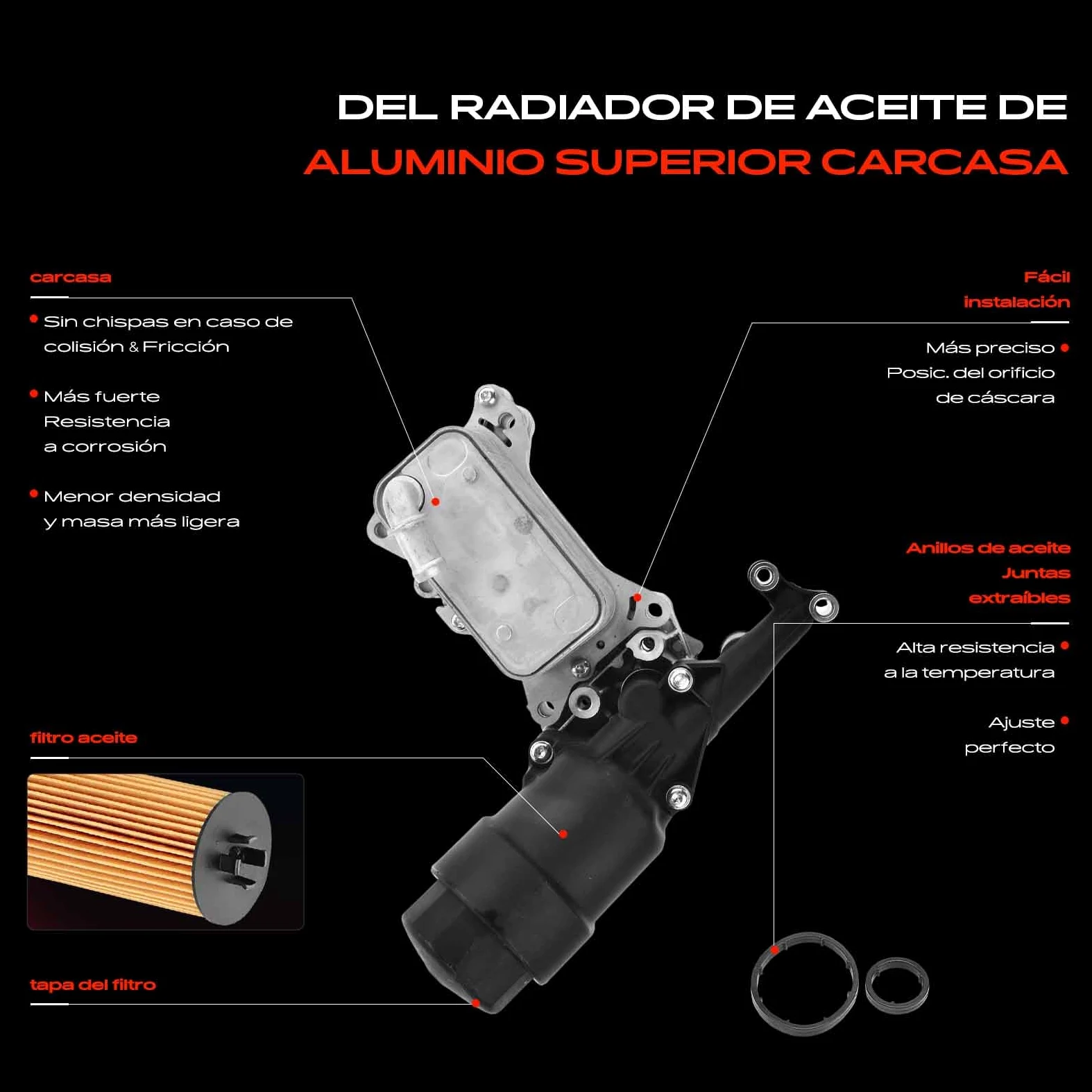 Frankberg Filtro de aceite del enfriador de aceite 2006-1665280000 | Compatible con: Autobús Vito W639, Viano W639, Clase S V222 W222 X222, GLC X253, Sprinter 35-T Caja B906, Clase M W166