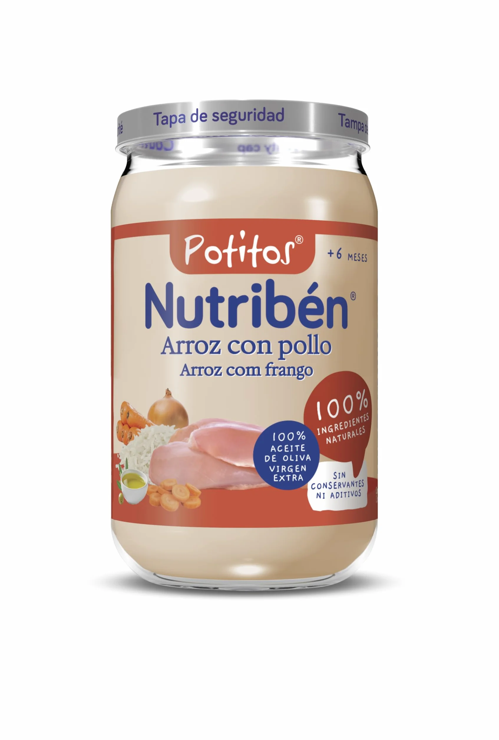 Nutribén Pack 24 Potitos variados Arroz con Pollo Menestra Verdura con Pollo y Ternera Guisantes zanahorias merluza Frutas Variadas 6 Meses 24x235gr