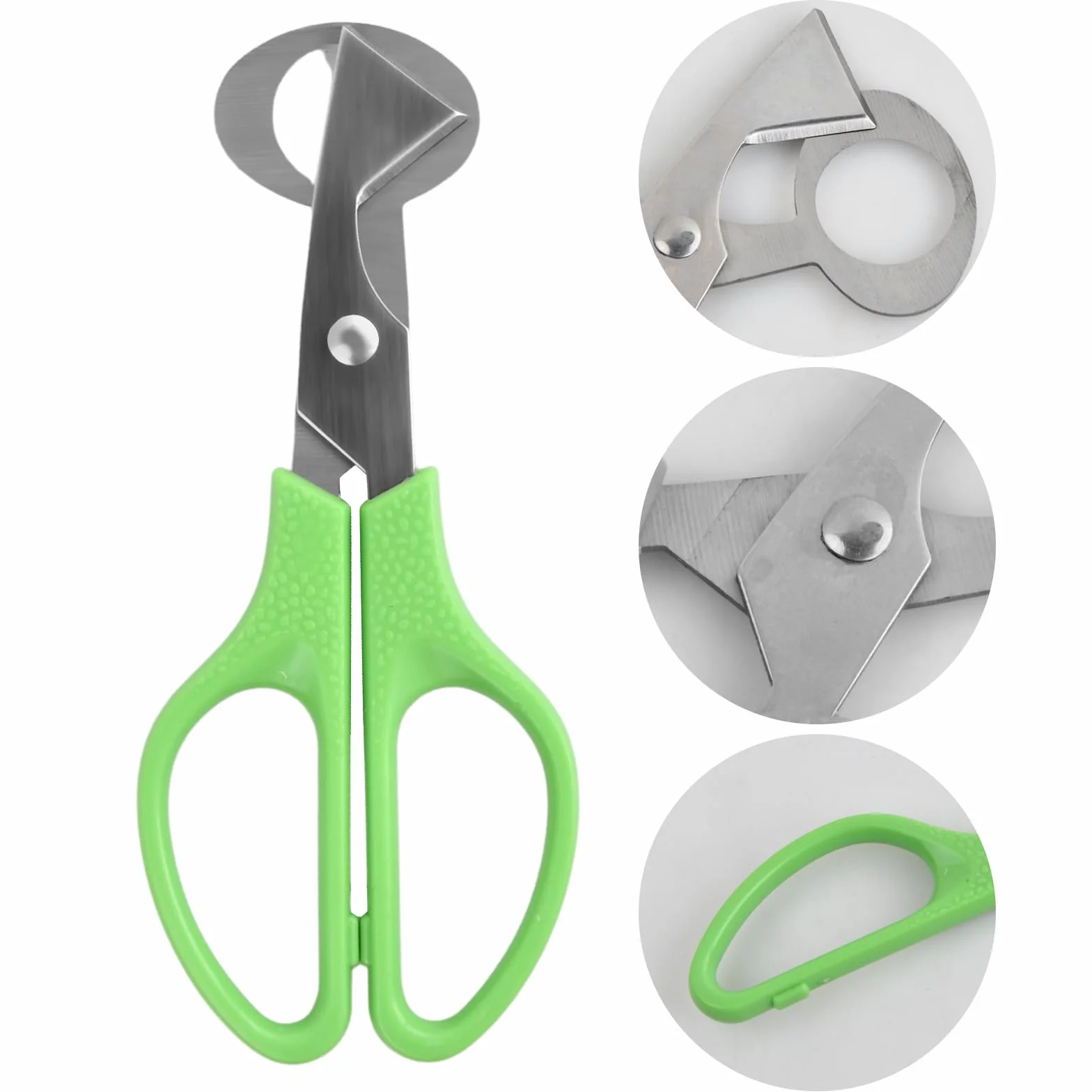 Tijeras Huevos de Codorniz de Acero Inoxidable, Cortador de Cáscara Huevo, Abridor de Huevos, Tijeras de Cocina, Negro, Verde