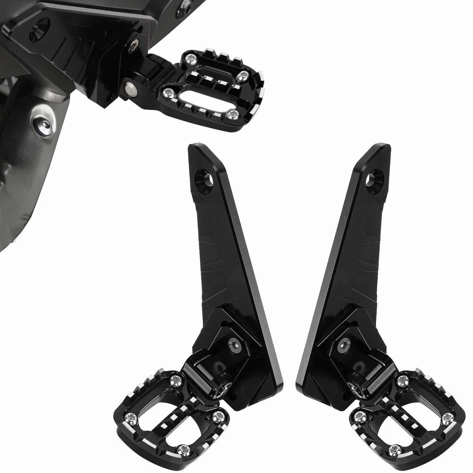 Estribos Traseros Plegables para X-ADV 750 Forza 750 NC 750 2021 2022 2023 2024 2025,PSLER Pedal Trasero de Pasajero Juegos de Aluminio CNC,Se Puede Plegar 90 Grados(Negro)