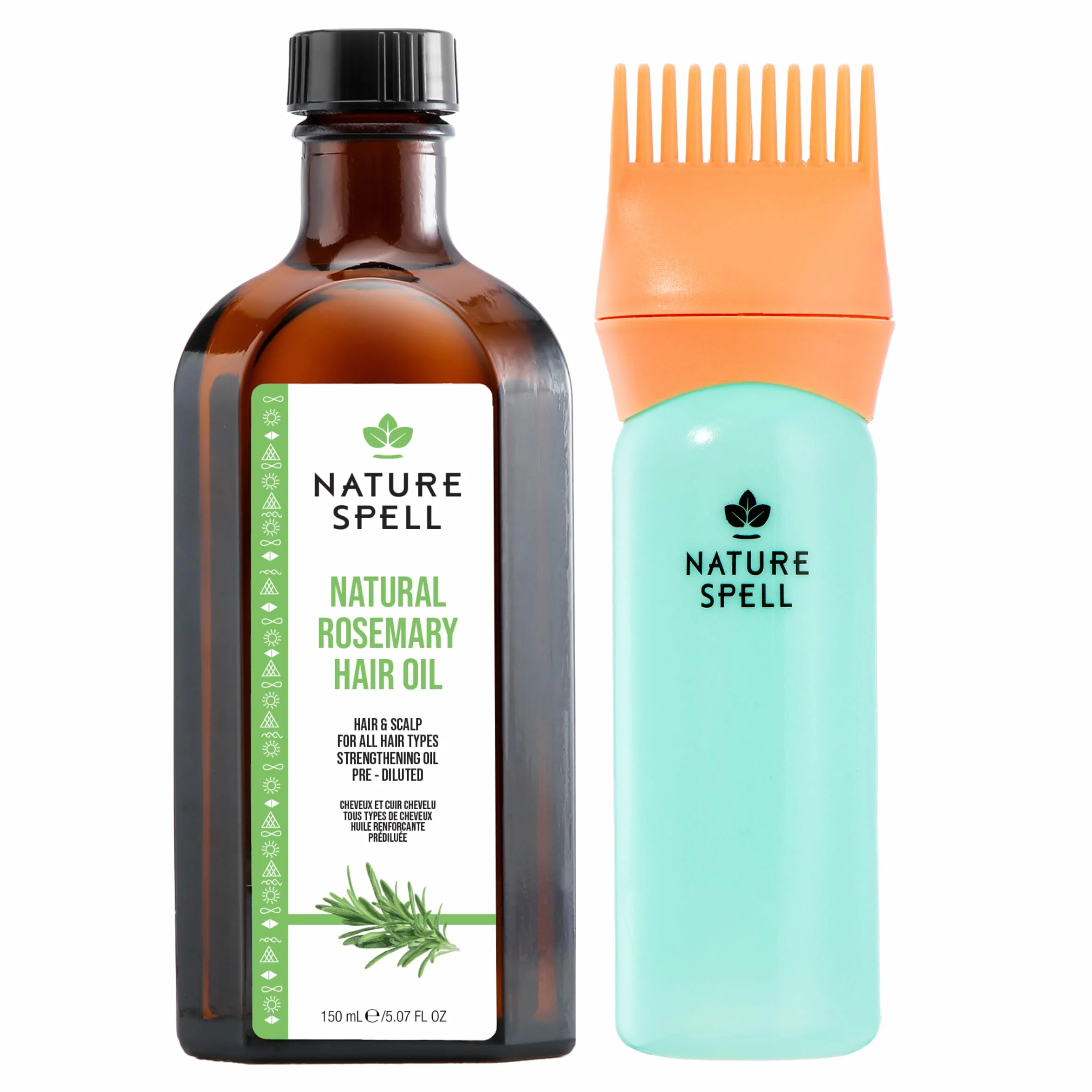 Nature Spell Aceite de Romero para Crecimiento Capilar con Aplicador de Peine, 150 ml