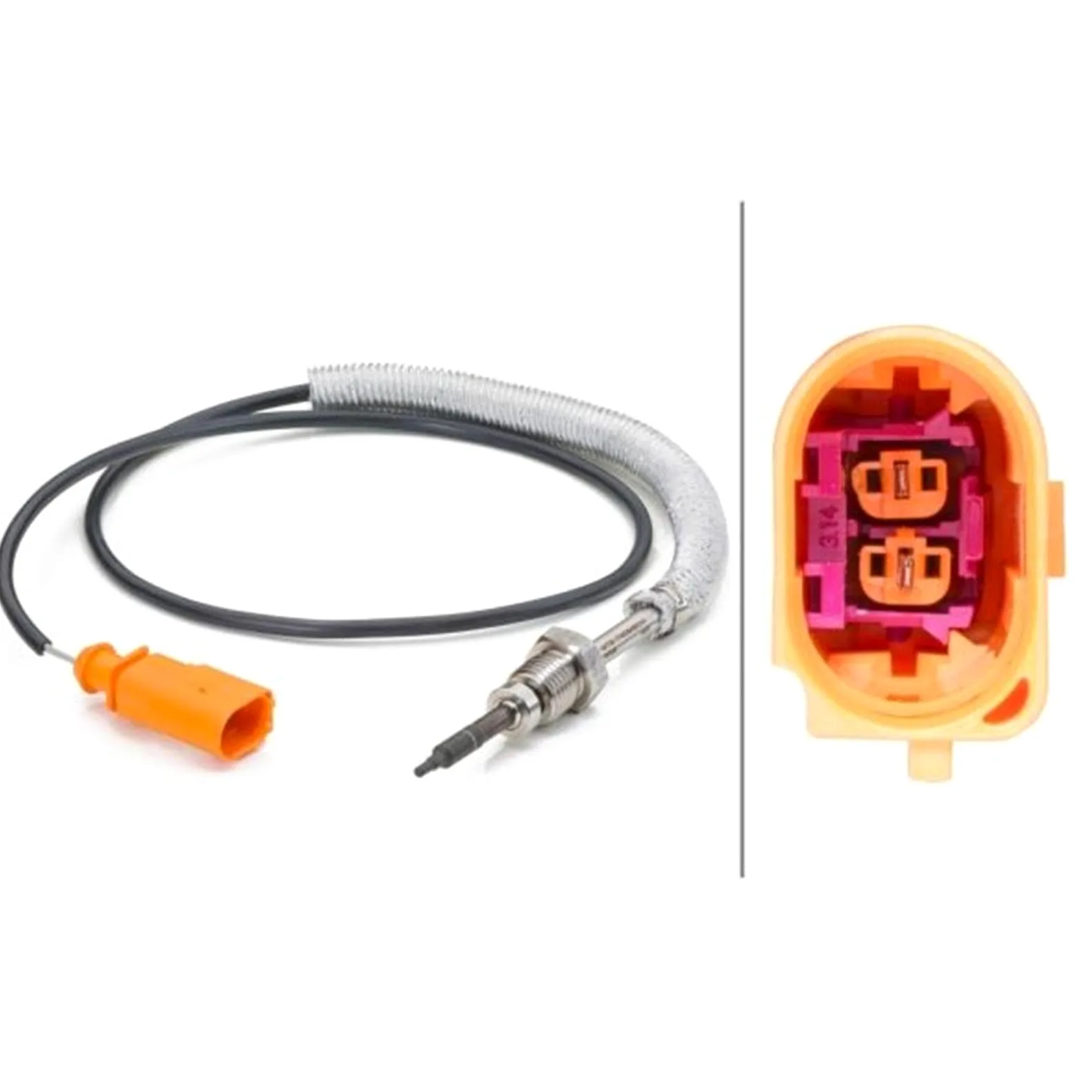 HELLA 6PT 014 494-051 Sensor, temp. gas escape - 2polos - atornillado - Cable: 580mm