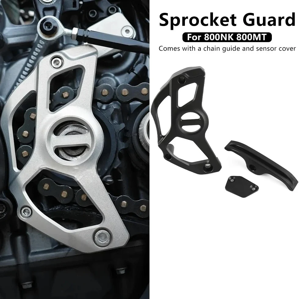 Protector cadena Moto Cadena Protector Ajuste Para Cfmoto 800MT 800NK Protector De Piñón De Motocicleta Cubierta De Sensor Protector De Cadena | Silvery A SET