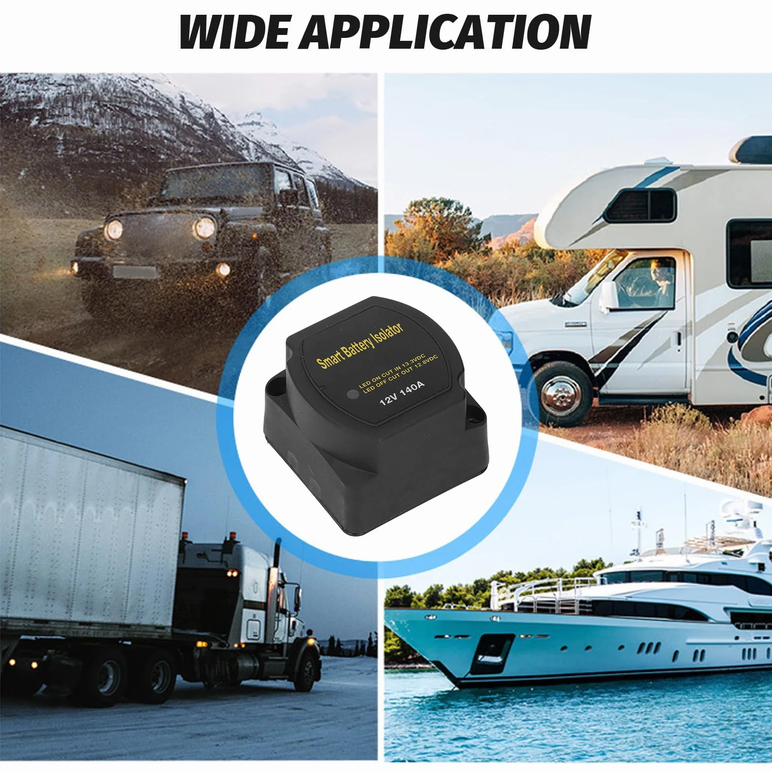 Kit de Aislador de Batería Dual de 12 V, relé de Carga Dividida Eficiente para Camión, RV, ATV, SUV, Barco
