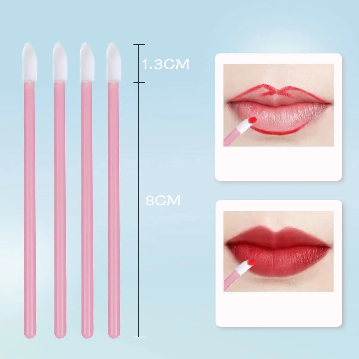 Cepillos Labios Desechables 100 Piezas, Cepillo de Lápiz Labial Aplicador