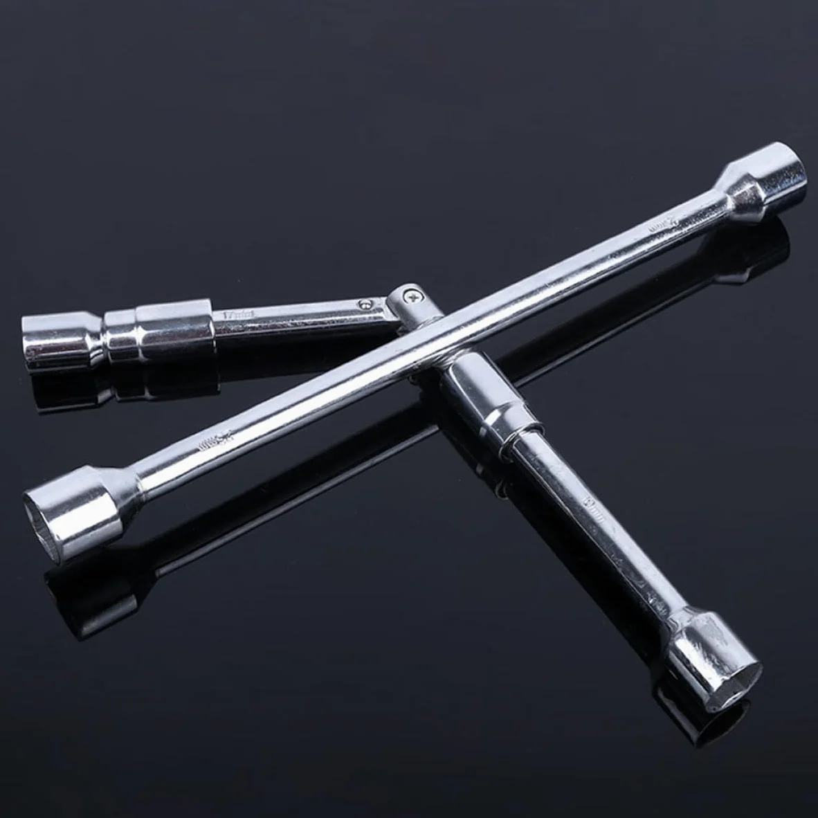 Llave para Tuercas de Rueda de Acero Plegable Agarre Cómodo, Llave Cruz de 4 Vías para Reparaciones de Neumáticos y Tuercas en Coche