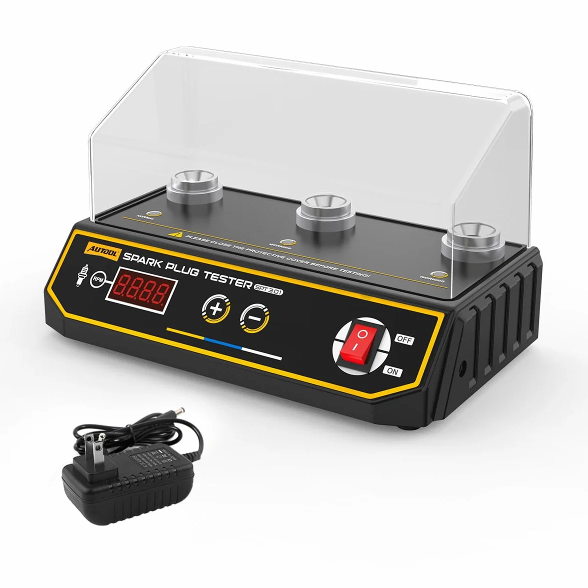 AUTOOL Comprobador de Bujías de Encendido 200-9000rpm Frecuencia Ajustable Herramienta con Tapa Protectora