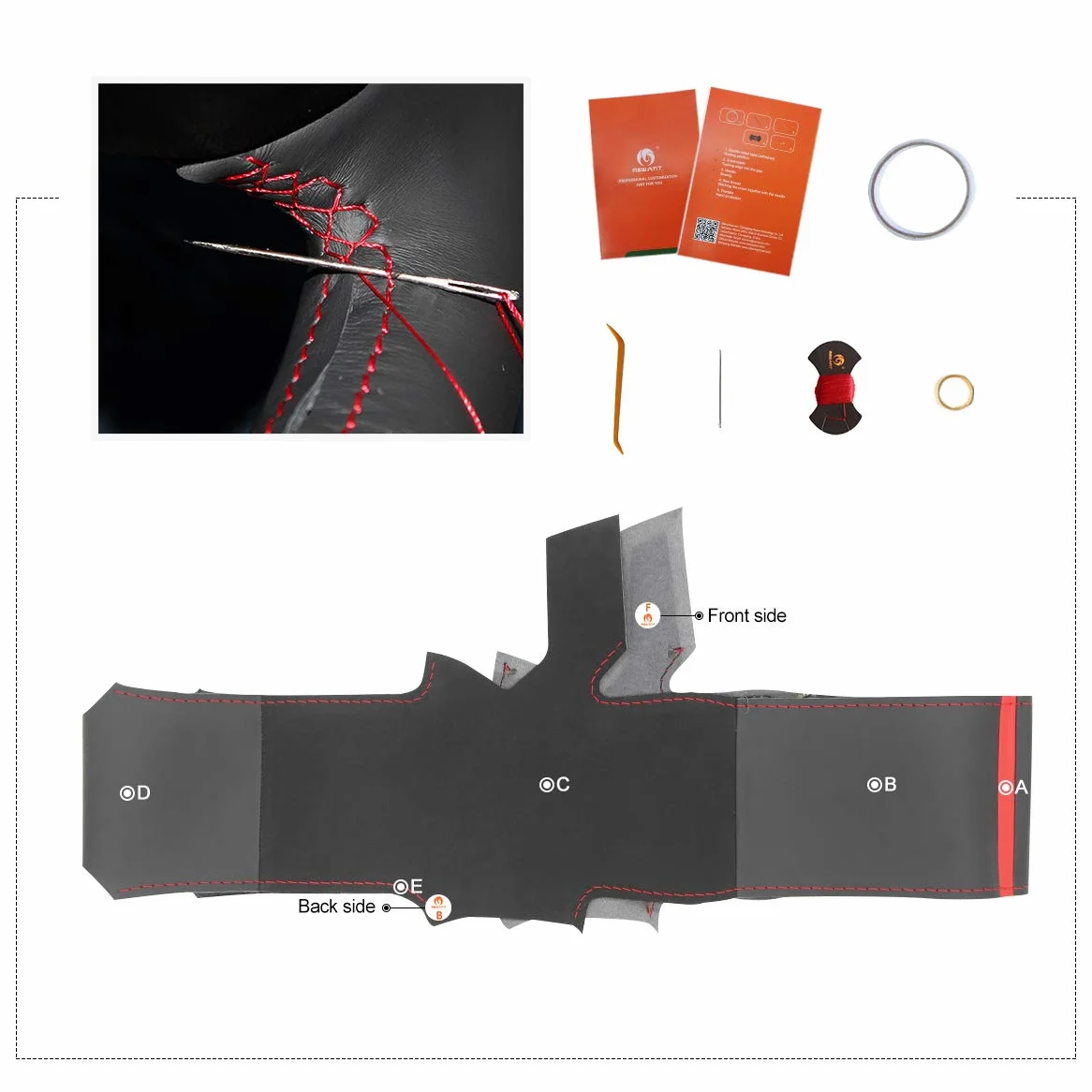 MEWANT Funda de volante de cuero para Hyundai Santa Fe 2019 / Santa Fe funda de volante
