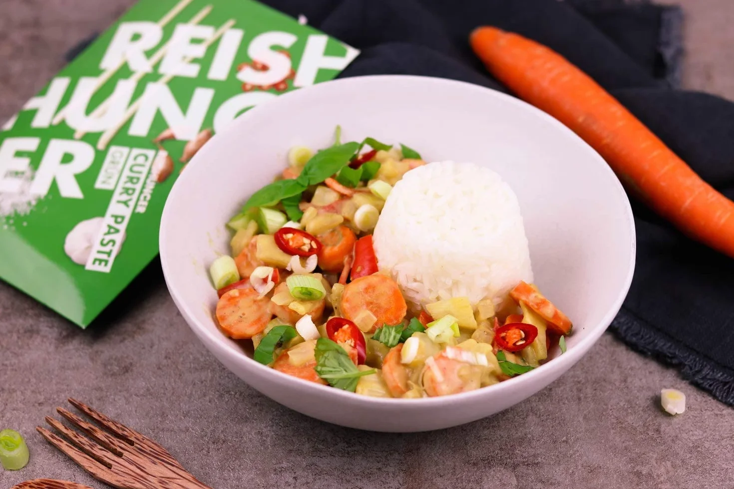 Reishunger Juego de Pastas de Curry Tailandés 5 x 50g - Pasta de Curry Roja Amarilla Verde Massaman Panang - Vegano