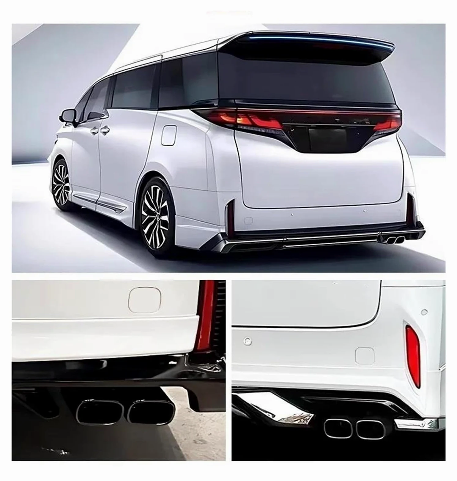 Tubo escape deportivo Silenciador de tubo de escape cuadrado de acero inoxidable de doble cabezal para Toyota para Alphard Serie 40 2024, 1 pieza silenciador