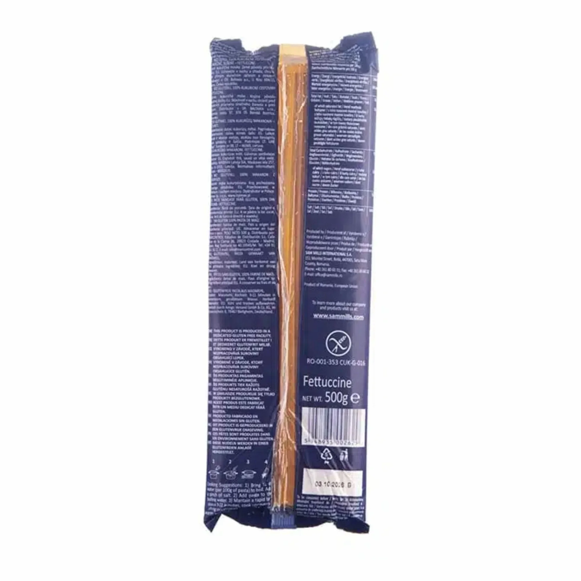 Fettuccine Sin Gluten Sam Mills 500 g Harina de Maíz Vegano