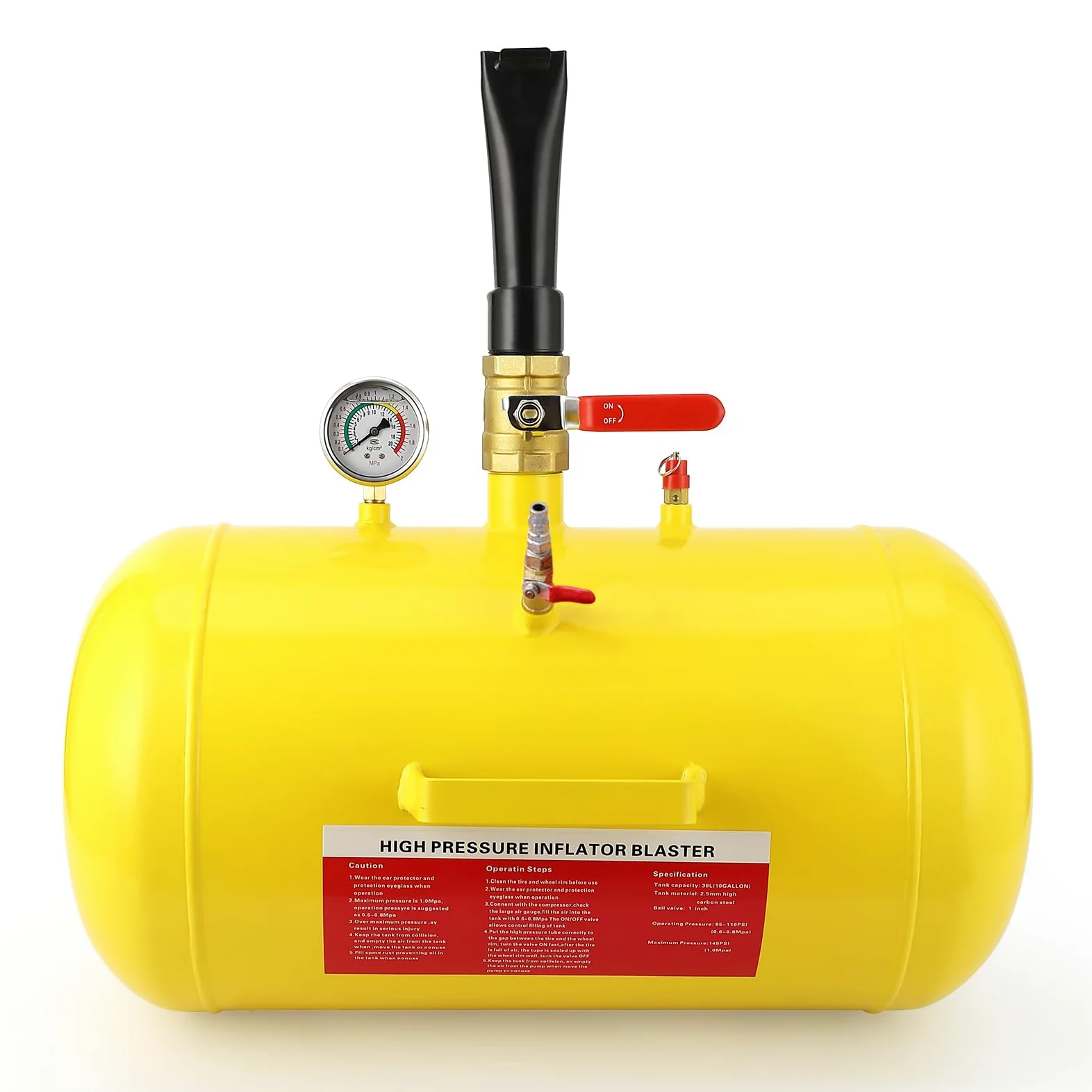 Garvee Inflador de Talones para Neumáticos 38 L Herramienta Montaje Neumáticos sin Cámara Depósito Aire para Asentar Talón de Neumático Inflador Bead Seater para Coche SUV Camión