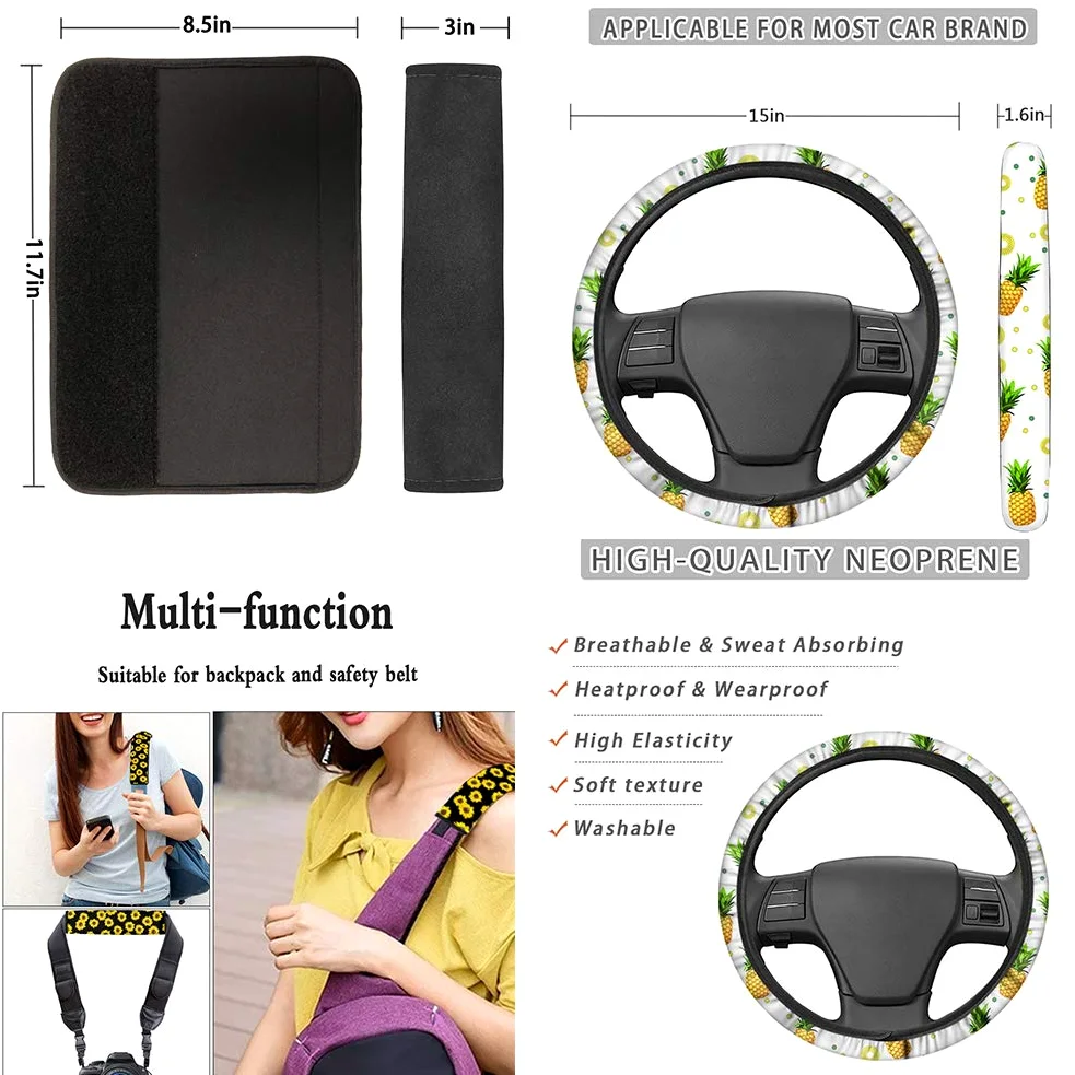 POLERO Juego de fundas para asiento de coche y accesorios con estampado de leopardo rojo, 11 piezas, funda para volante con estampado animal de guepardo rojo, almohadillas para cinturón de seguridad