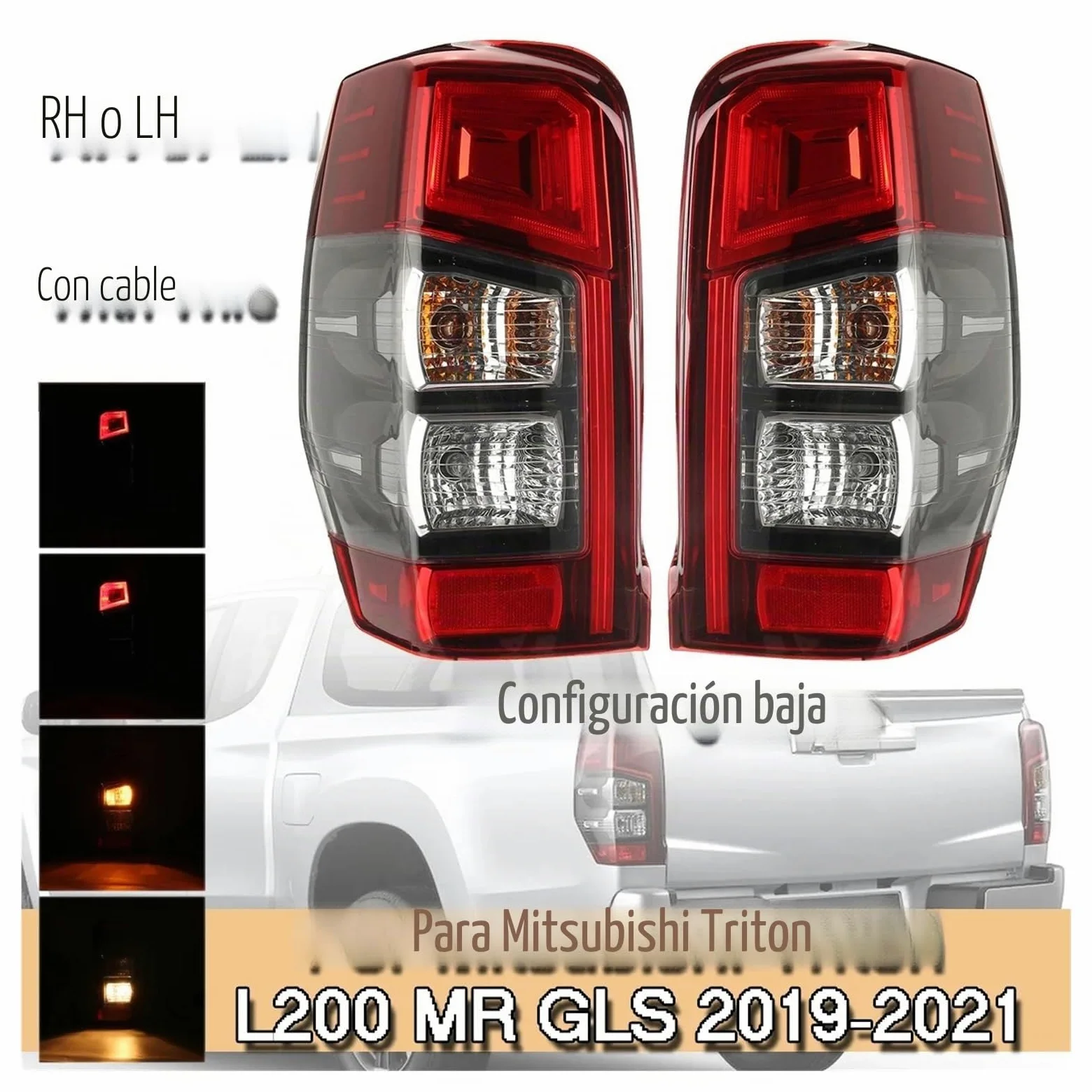 Trasero Luz Trasera Piloto Posterior Accesorio Coche Luz Trasera Luz Señal Trasera Con Cable, Sin Bombilla Para Mitsubishi Para Triton L200 MR Para GLS 2019 2020 2021(Izquierda)