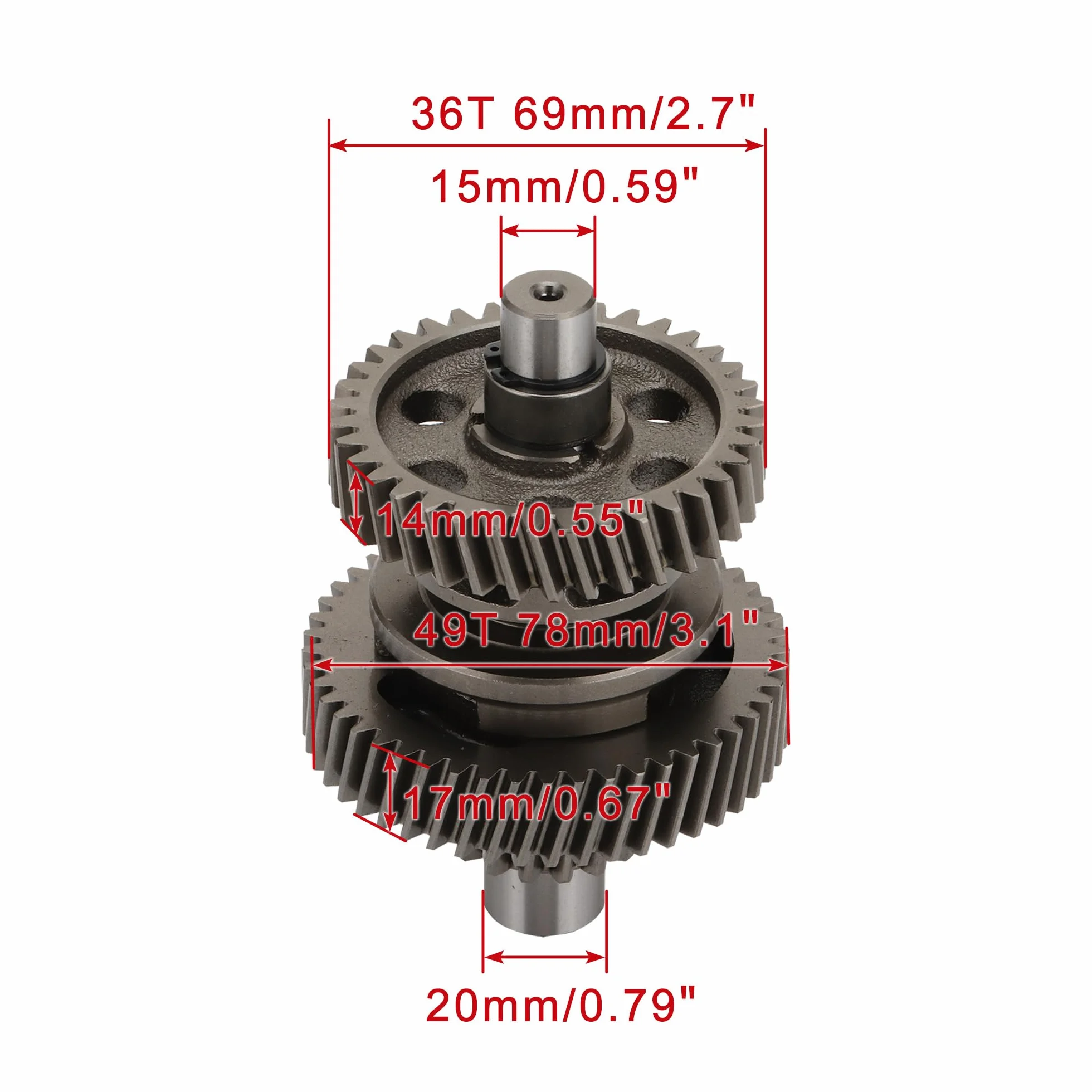 WOOSTAR 17T Eje de Transmisión del Engranaje Reemplazo para GY6 200cc Motor ATV 4 Wheeler Quad
