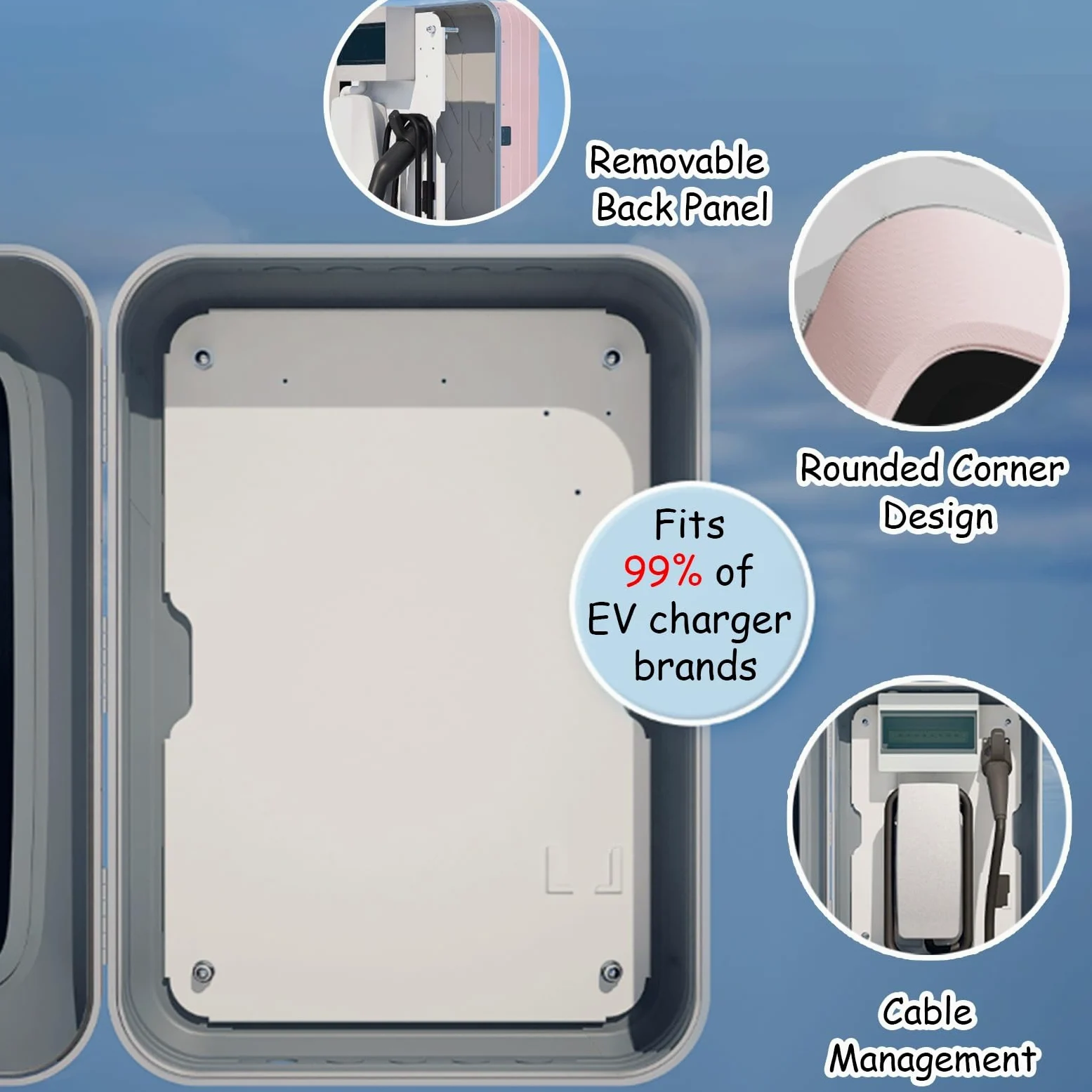 Caja de carga segura de pared con bloqueo de contraseña para vehículos eléctricos, funda de carga de vehículos de nueva energía, caja de protección duradera para estación de carga (negro)