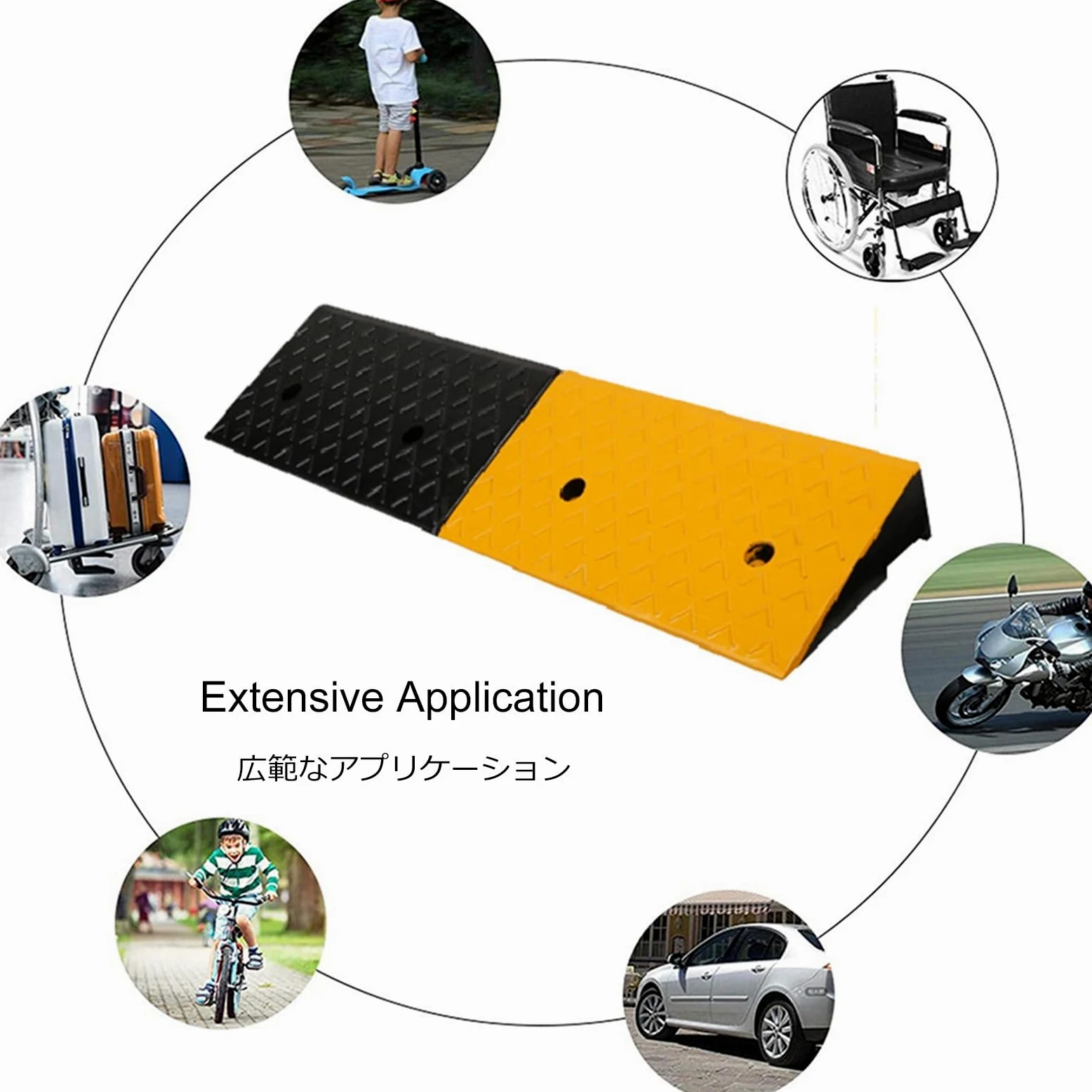 Rampas para silla de ruedas,Rampa coche,Rampas de umbral para puertas,Rampa de bordillo de goma con estructura de cuadrícula estable,para escalones,bicicletas,motocicletas,Capacidad de carga 3000kg/3t