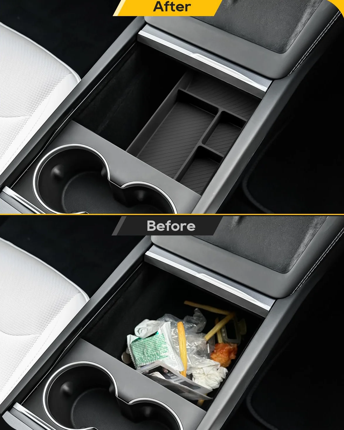 LFOTPP Para Tesla Model Y Juniper 2025 2026 consola central, organizador de reposabrazos, guantera + consola central, caja de almacenamiento oculta, para Tesla Model Y Juniper Accesorios [4 unidades]