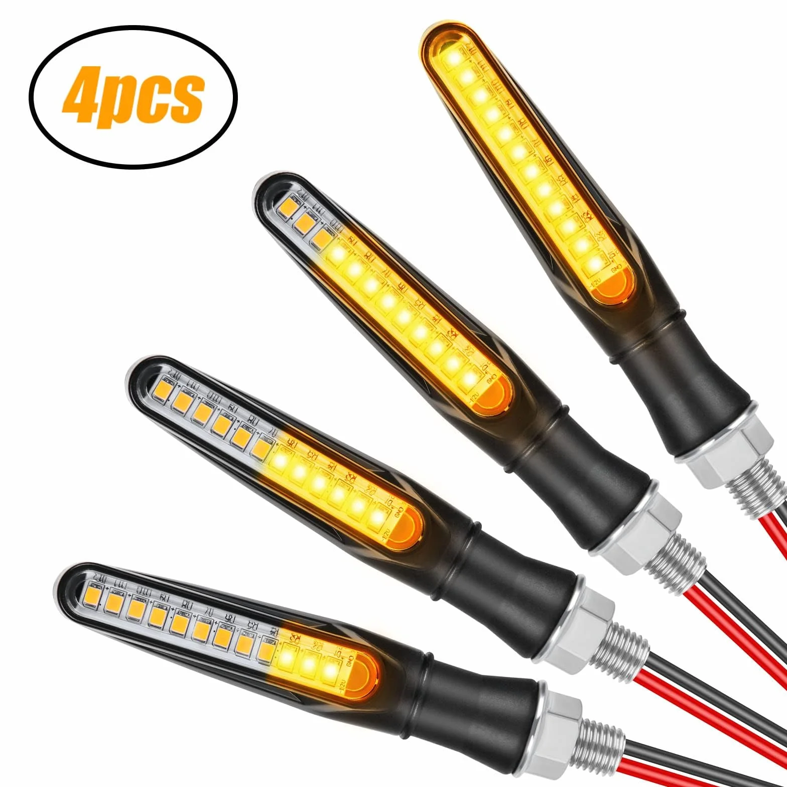 URAQT 4 indicadores de motocicleta, modo de flujo intermitente, luces indicadores de torneado de motocicleta, 12 V 12 LED universales impermeables para Scooter Quad Cruiser Off Road