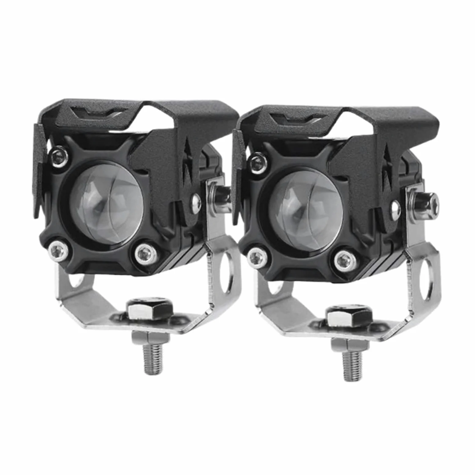 Faros Para Niebla Moto Luz De Cabeza Blanca Y Amarilla Para Moto Foco LED 12V Lámpara Antiniebla 24V Luces Trabajo Auxiliares Delanteras ATV UTV(2pcs A Bracket)