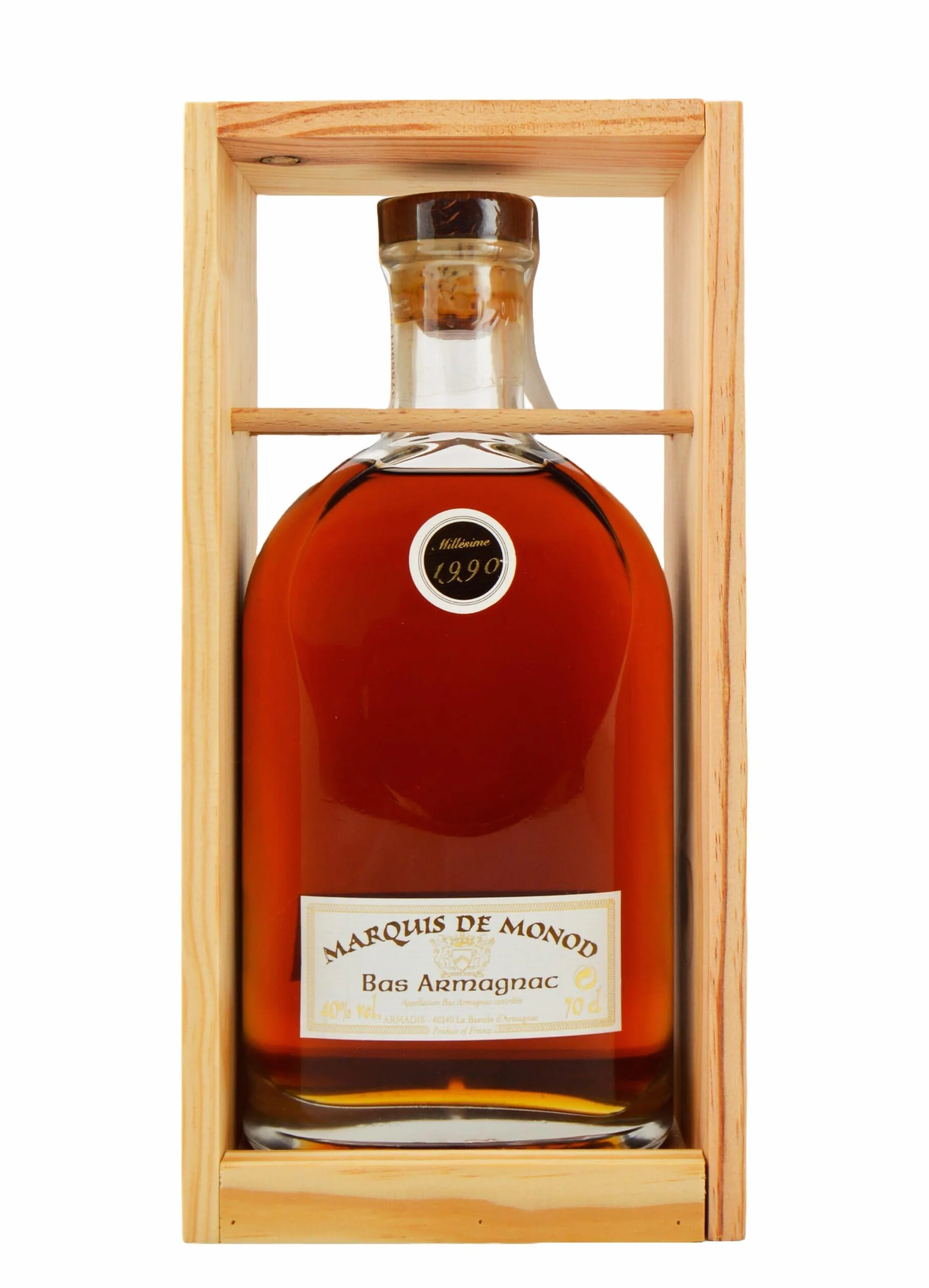 Armagnac Marquis De Monod Bas Millesime 1990 70 cl - Elaborado en Francia - Pack de 1 botella