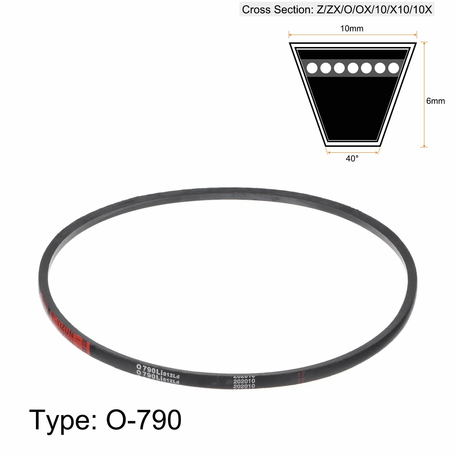 sourcing map O-790 V-Correas Transmisión, Trapezoidal Correas 790mm Paso Longitud Goma para Potencia Transmisión