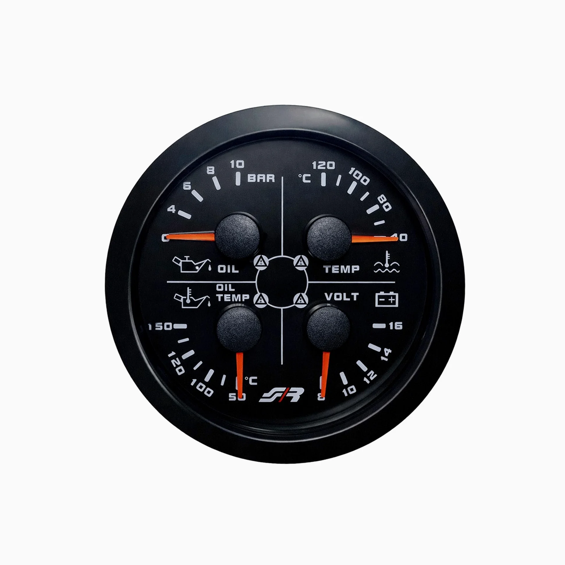 Simoni Racing Indicador multifunción de 85 mm – Presión del aceite/temperatura del aceite/temperatura del agua/voltaje