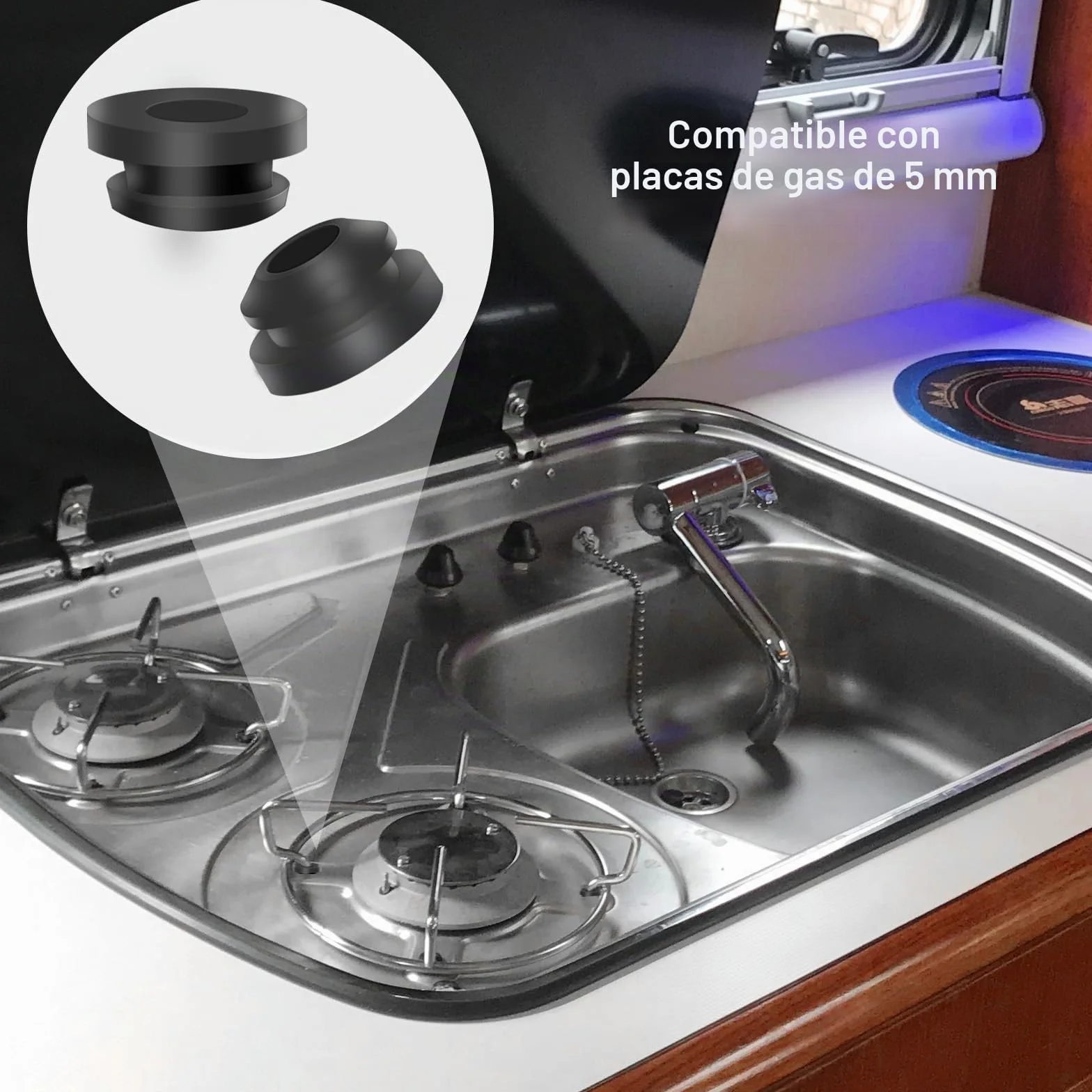 30 Pcs Pies de Goma para Hornillos de Autocaravanas, Conductos de Goma, Tapones de Goma de Protección Compatibles para Dometic Smev Thetford Varillas de 5mm Autocaravana Accesorios