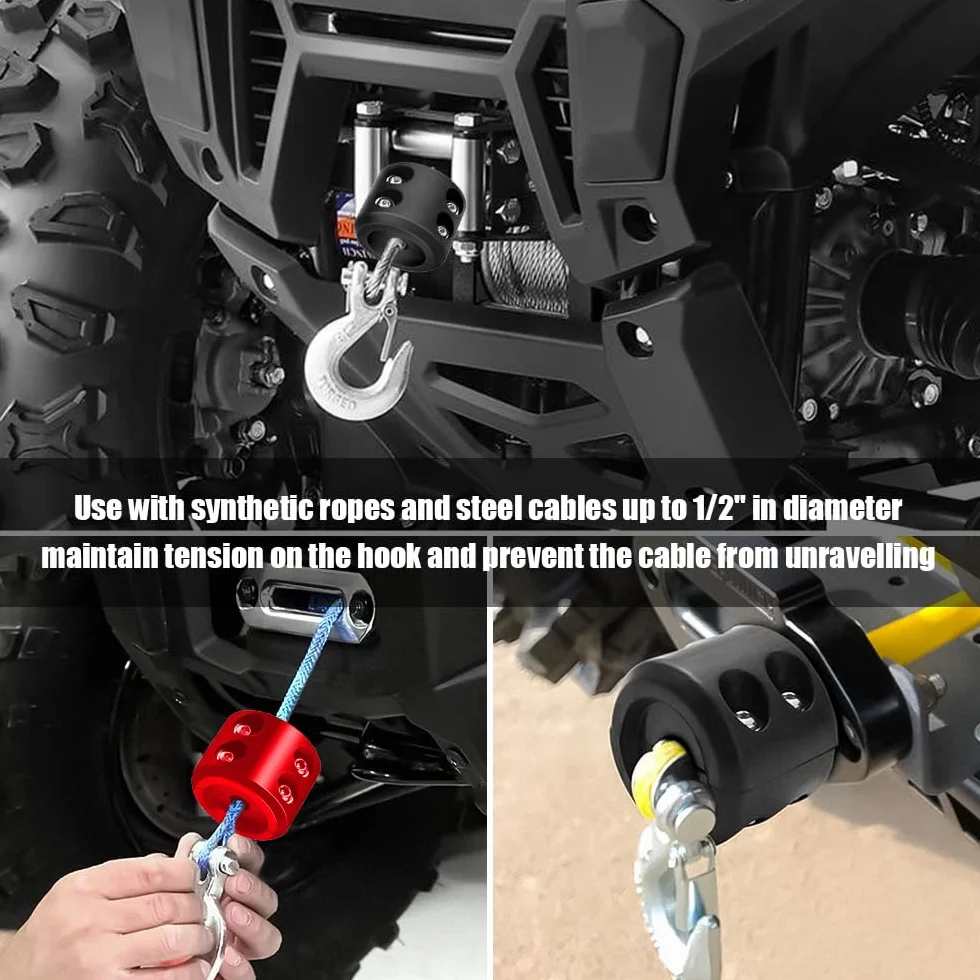 Udburd Tope de Gancho de cabrestante, 2pcs Cabrestante de Gancho de Cable Tapón Protector de Línea Resistente del Malacate tapón de Goma Apto para UTV ATV