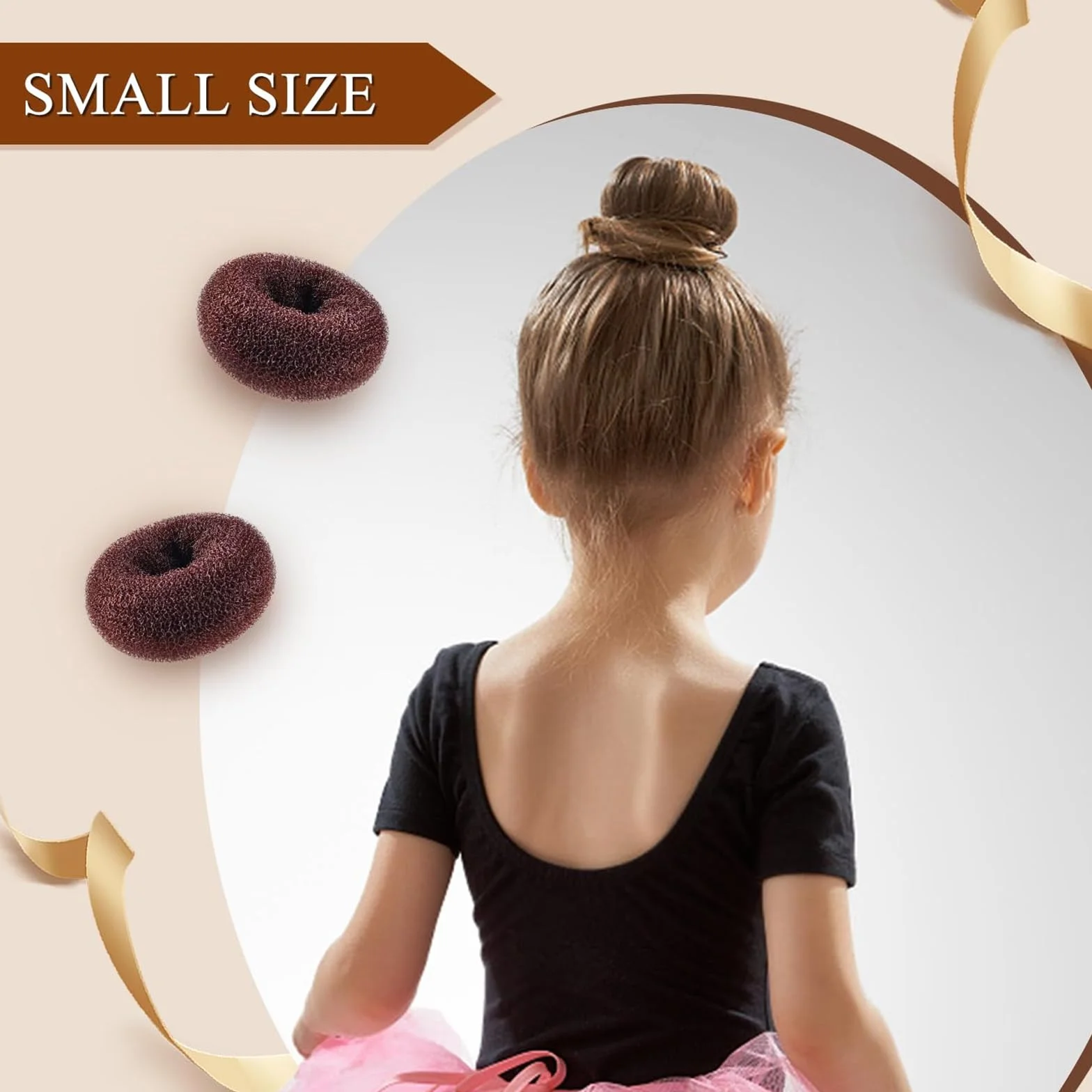 Donut Moño 4 Piezas con 20 Horquillas en Forma de U, Accesorios de Peinado Kit, para Bailarines Niñas y Mujeres (Marrón)