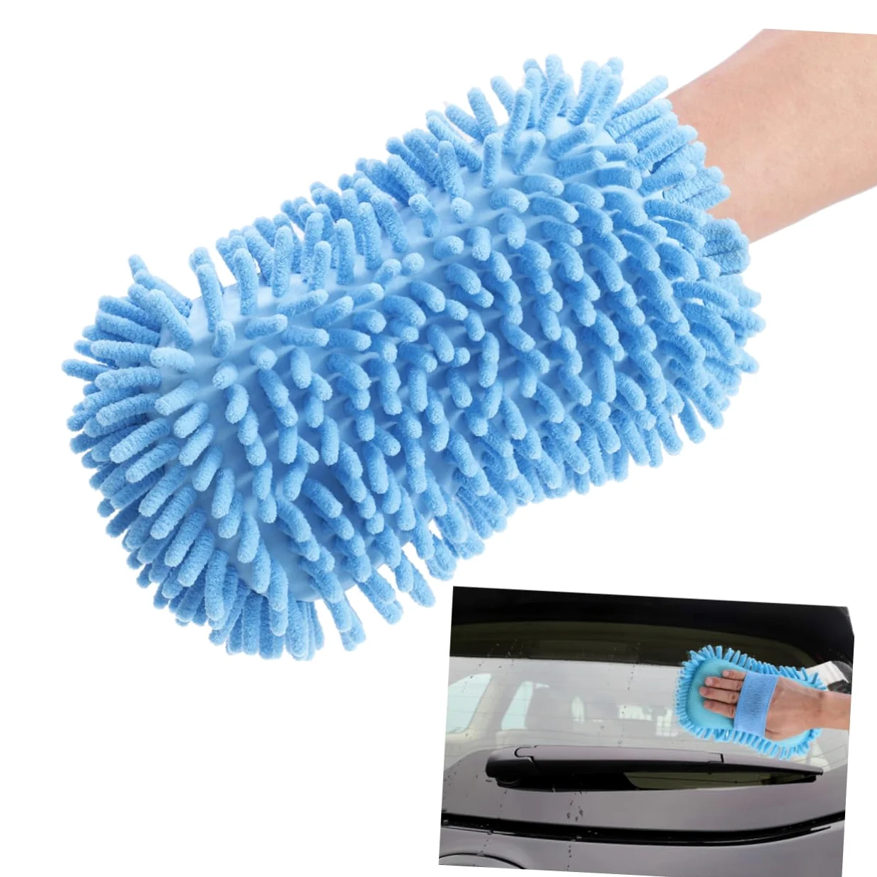Mipcase 6 Piezas Guantes de Lavado para Coche de Microfibra Ultrasuave Absorbentes y Delicados para Limpiar Tapicería y Carrocería Unidades Azul Multifuncional Vehículos y Hogar