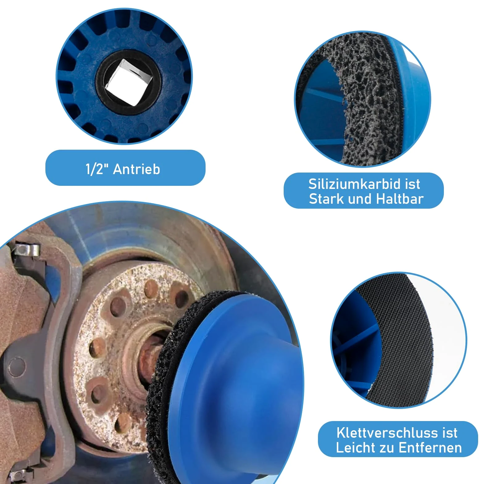 Lijadora de Cubos de Rueda de 1/2 Pulgada, Accesorio para Llave de Impacto, Limpiador de Bujes de Rueda Multiherramienta, para Cubos de Automóviles de hasta 150 mm
