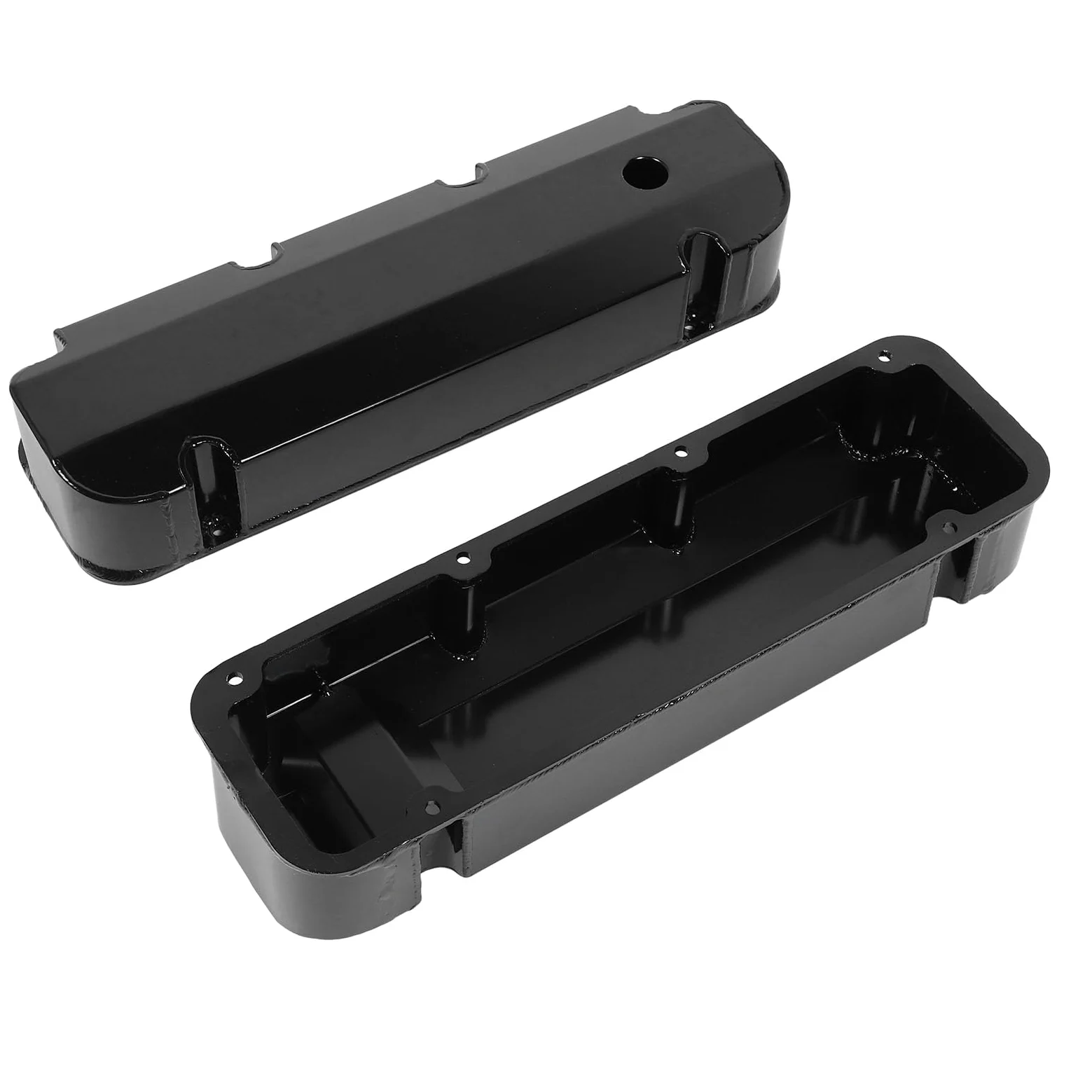 Tapa de válvula de motor de automóvil Tapa de válvula duradera de aleación de aluminio con orificio Sellado perfecto para motores Big Block V8 429 460 1968 y posteriores E41363BC (Negra)