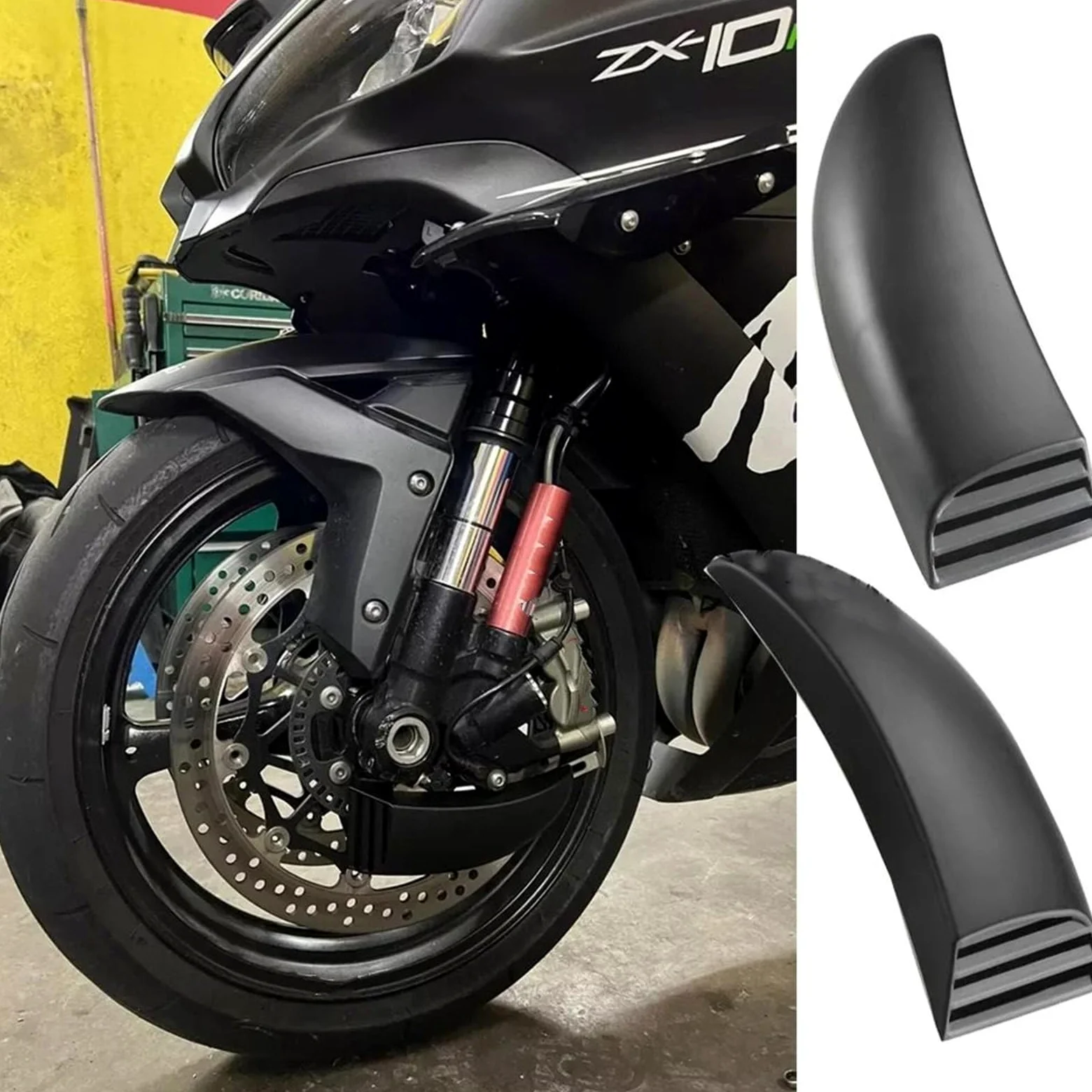 Refrigeración de Pinza de Freno Conductos de Aire de refrigeración del Disco Delantero y Enfriador de Pinza de Freno compatibles con Kawasaki ZX10R, ZX6R, ZX-10R, ZX-6R.(Glossy Black)