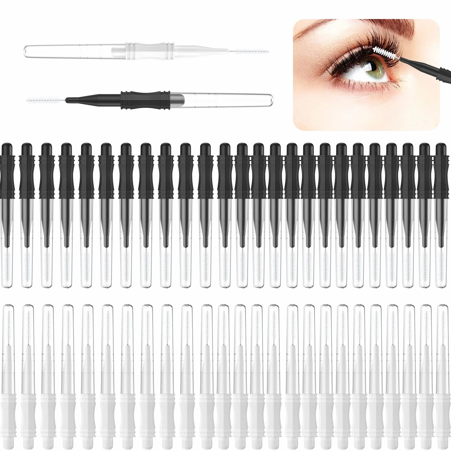 Brochas Microcejas con Tapa, Cepillo Carrete Cejas, Micro Cepillo Laminación de Cejas, 2 Tamaños