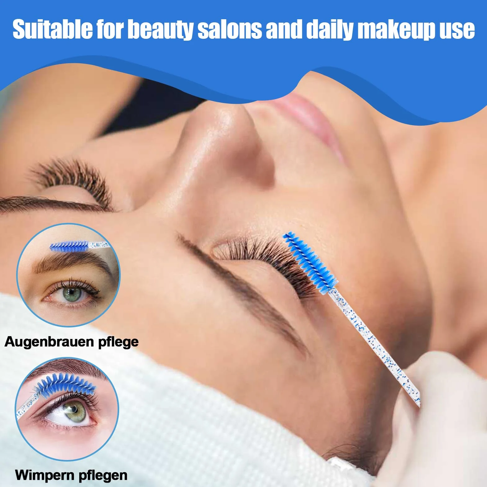 Cepillos desechables para pestañas y aplicador de cejas con mango de cristal