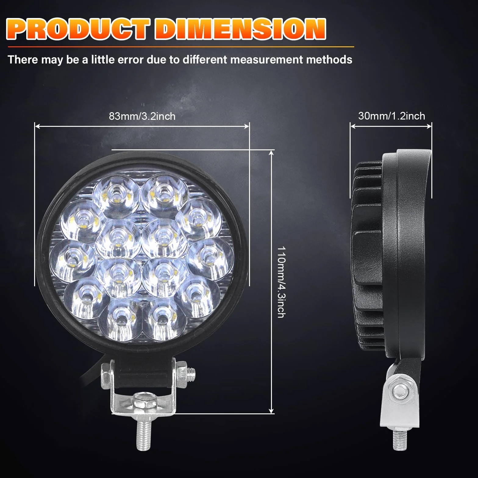 RIGIDON 10 focos de trabajo LED, 3,2 pulgadas, 42 W, mini faros de profundidad, Spot luces de trabajo LED 12 V 24 V 6000 K focos antiniebla para Off Road Offroad Offroad Coche Tractor Camión SUV ATV