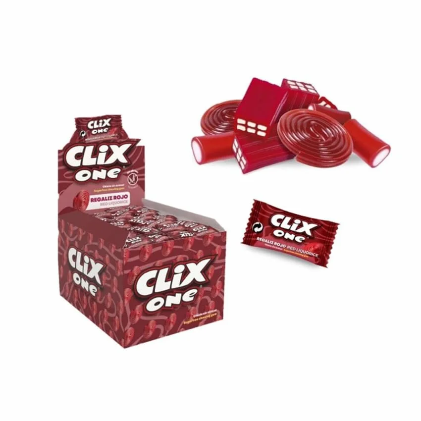 Chicle Clix One Sabor REGALIZ ROJO 200 Chicles Sin Azucar Sin Gluten