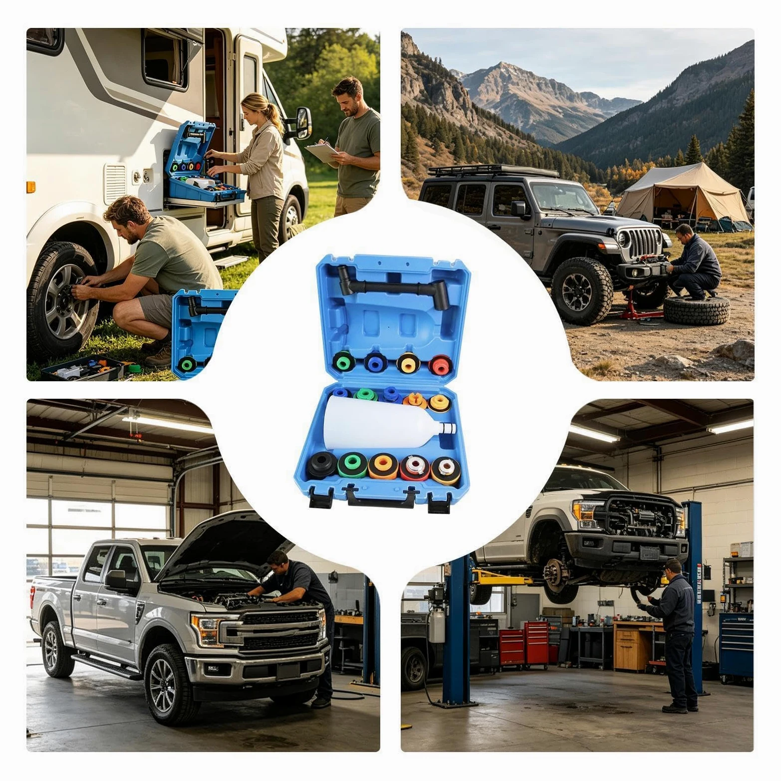 Embudo Para Aceite Del Motor Filtro Universal Flexible Antiderrames | Kit llenado refrigerante radiador para coches, camiones, autocaravanas, lavado y reparación