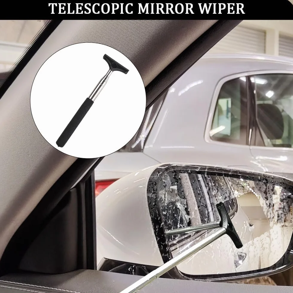 Limpiacristales para coche, 2 unidades, mini limpiacristales retráctiles para espejo retrovisor, extractor de lluvia y niebla